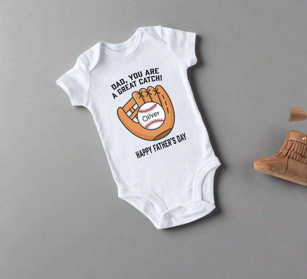 Father's day Onesie® baseball fathers day Onesie®, fathers day personalized name newborn body suit. newborn baby gift.