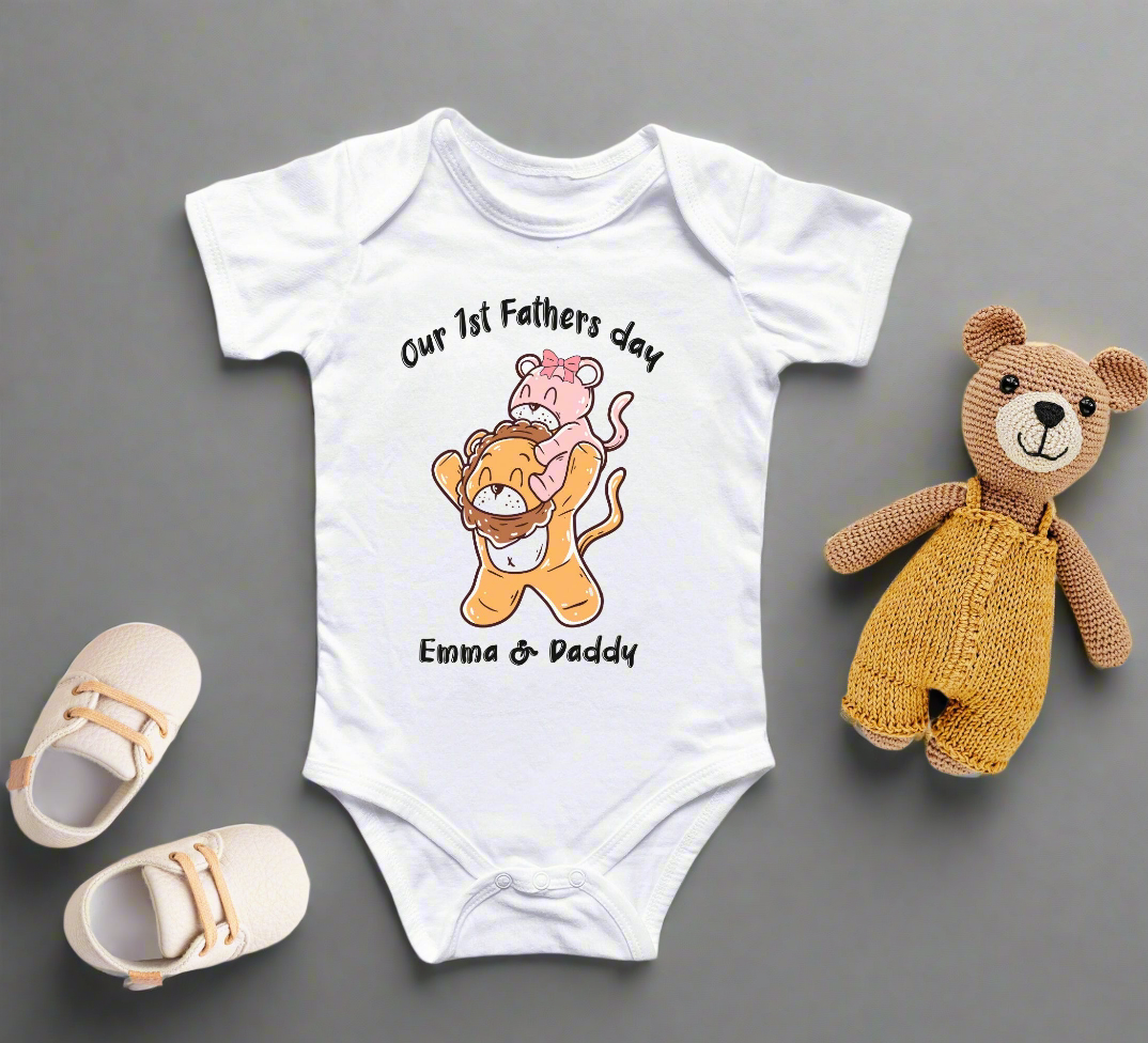 Our first Father's day baby Onesie® Father's day baby Onesie®, First father's day newborn baby boy & girl gift. Personalized baby bodysuit.