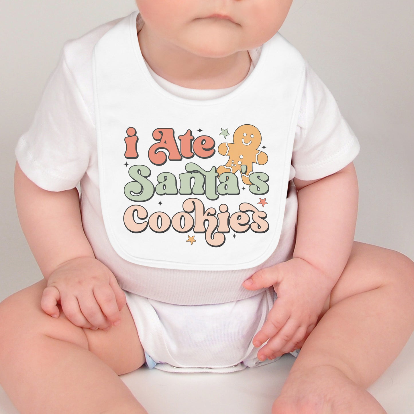 I ate Santa's cookies bib, Christmas bib, Santa's cookies dribbler bib, Christmas baby gift, Baby shower gift.