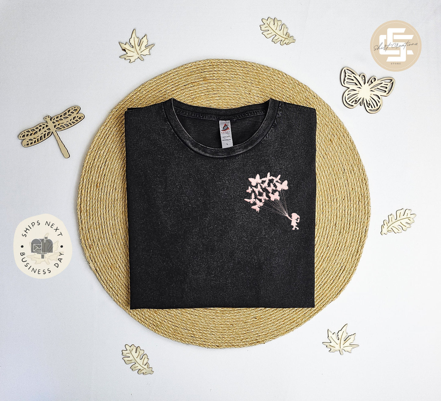 Embroidered Butterfly vintage T-shirt, Cute butterfly shirt, embroidered butterfly tee shirt, butterfly gift.