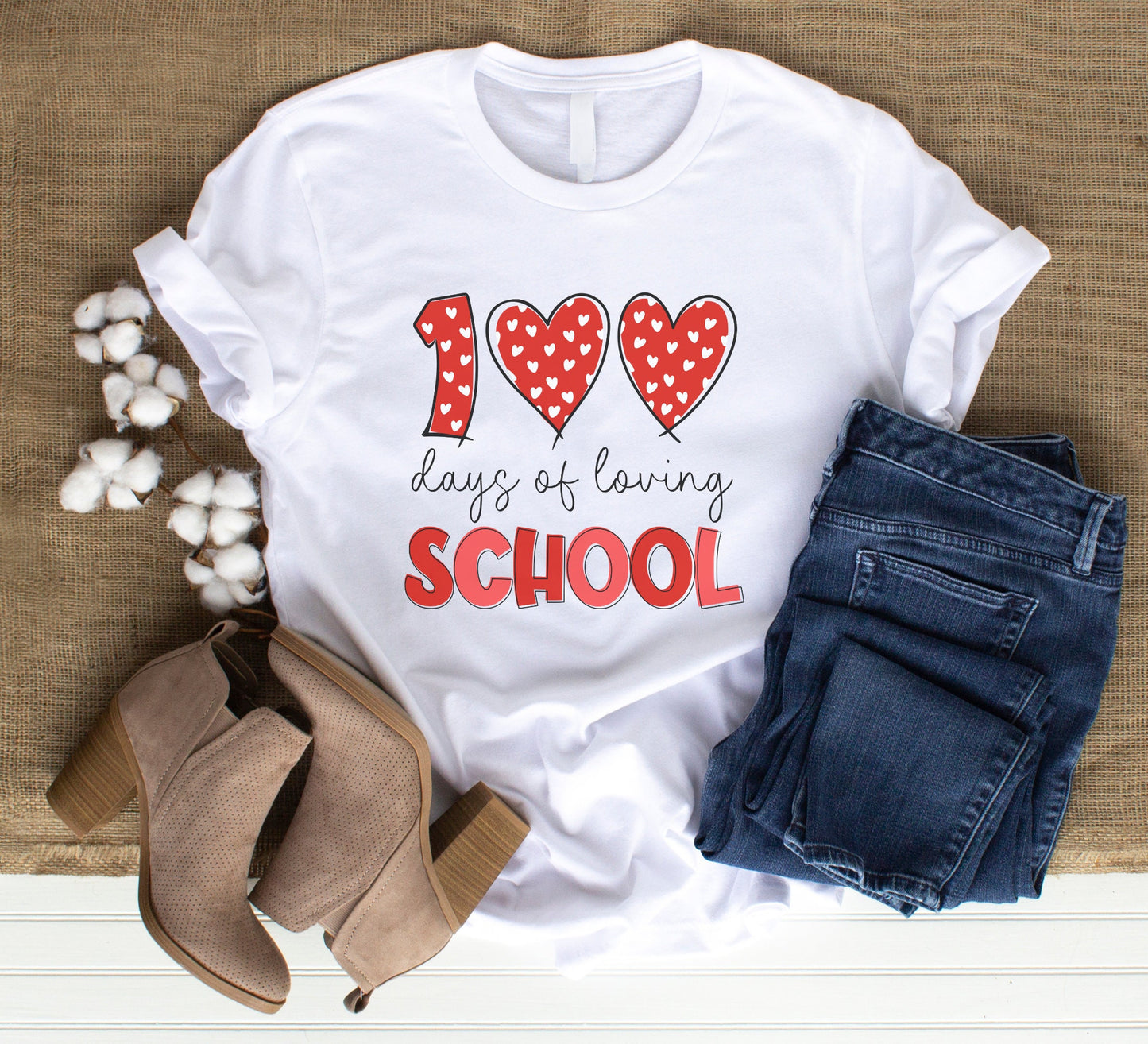 100 days of loving school T-Shirt, Teacher Heart shirt, galentines shirt, Valentine gift T-shirt.