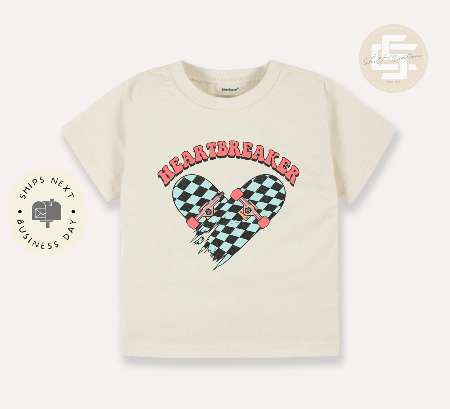 Heart Breaker kids T-Shirt, Valentines day kids shirt, Hearts toddler gift shirt. skateboard kids shirt