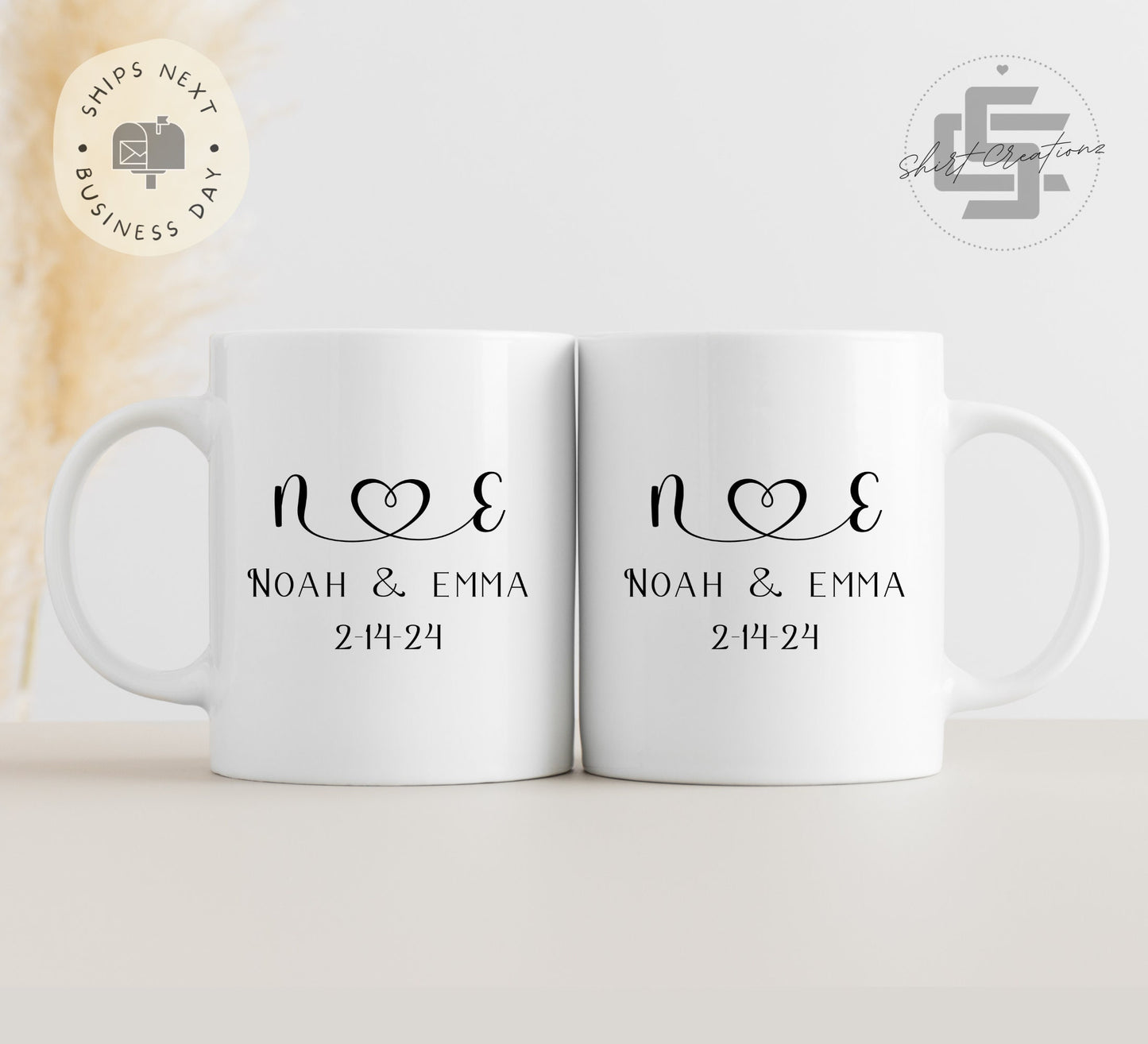 Mr & Mrs Coffee Mug, Personalized Wedding Gift, Custom anniversary Mug, Engagement Gift, Valentine gift.