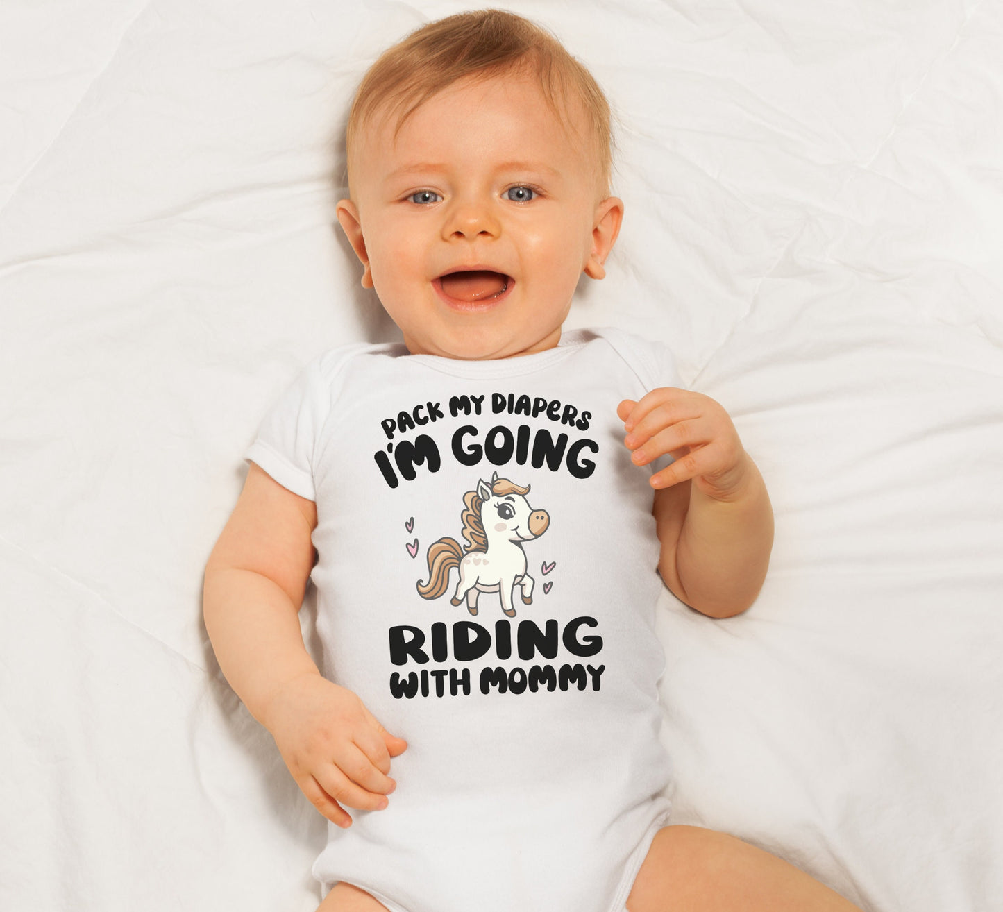 Pack my diapers i'm going riding with mommy Onesie® Equestrian baby Onesie®, Horseback newborn bodysuit, western baby gift.