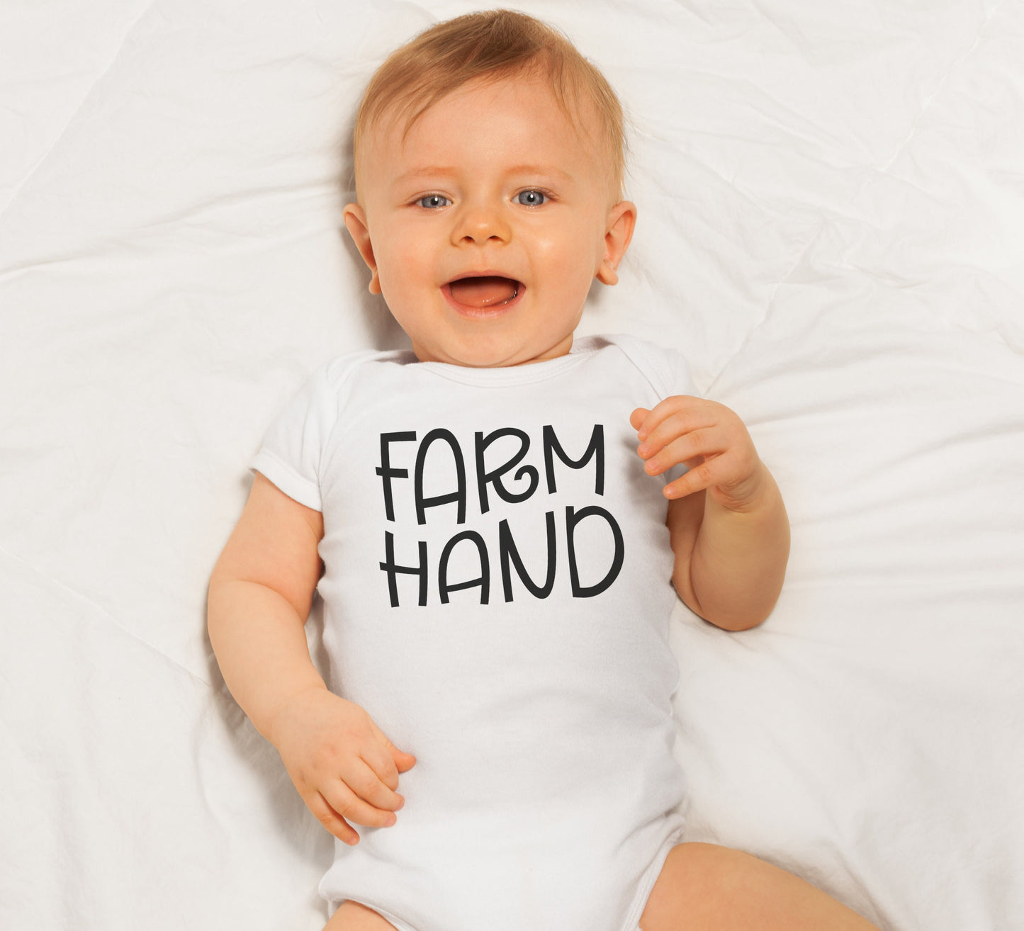 Farm hand baby Onesie® Farmer in training baby Onesie®, Farm help newborn bodysuit, western baby gift.