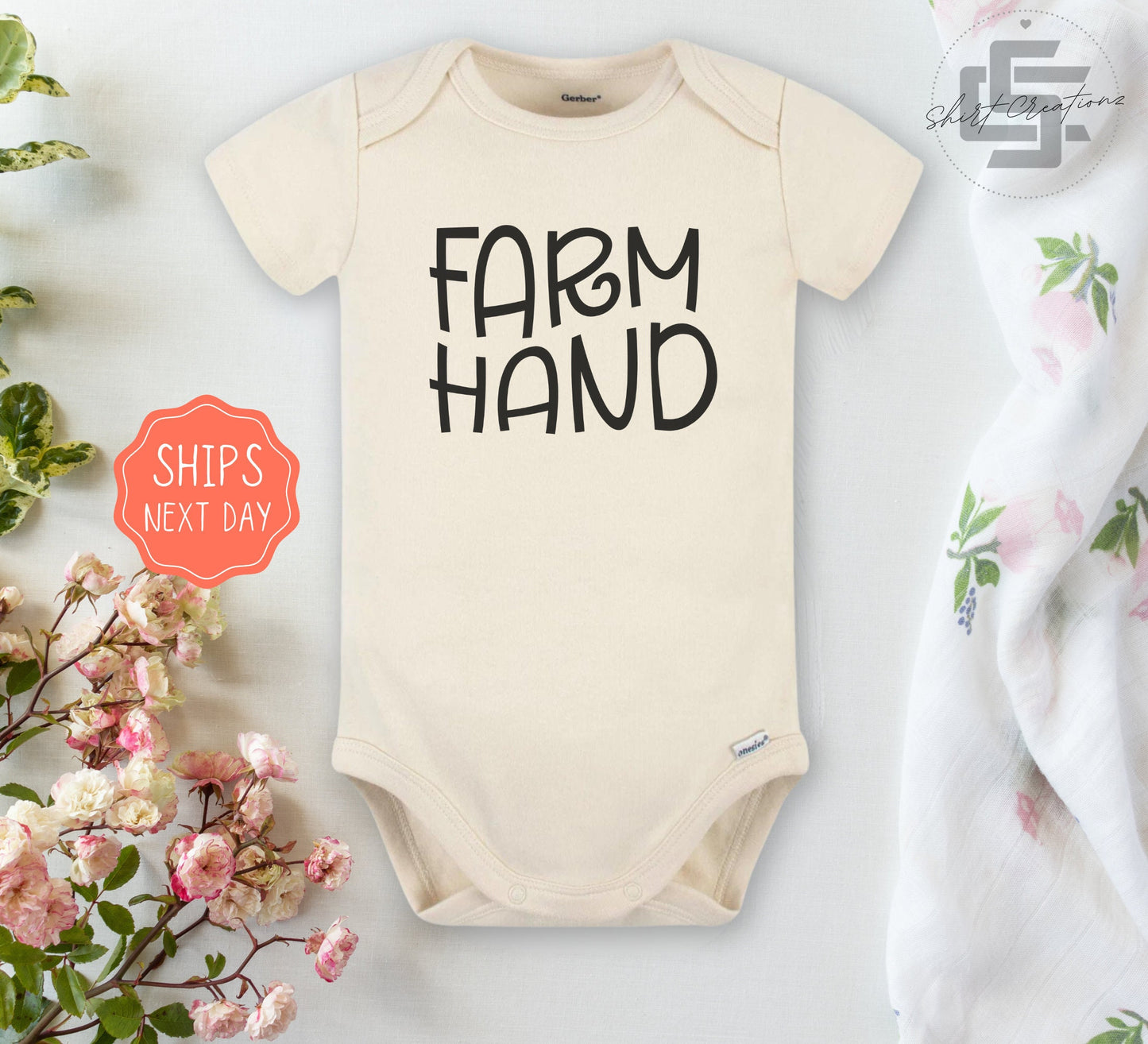 Farm hand baby Onesie® Farmer in training baby Onesie®, Farm help newborn bodysuit, western baby gift.