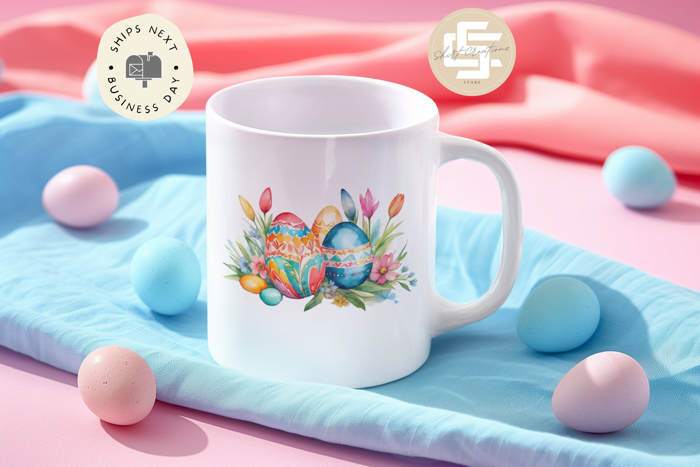 Easter Eggs Pressed flower Mug, Flower mug Gift, coffee Mug flower garden, flower lover gift.