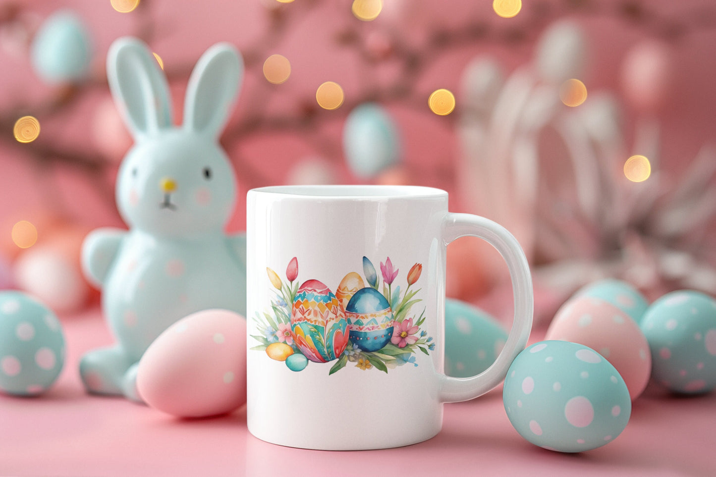 Easter Eggs Pressed flower Mug, Flower mug Gift, coffee Mug flower garden, flower lover gift.