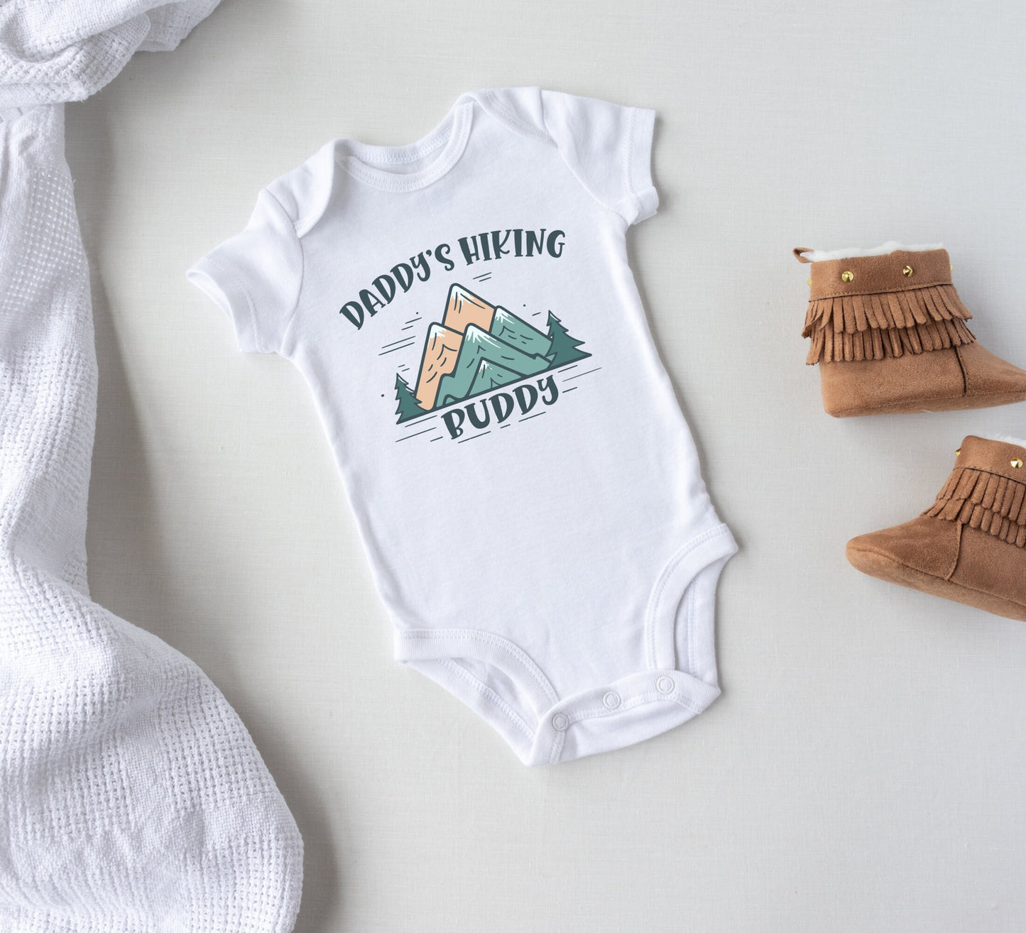 Daddy's hiking buddy Baby Onesie® Hiking baby Toddler tee, Outdoor adventure newborn bodysuit. Hiking with daddy newborn baby gift.