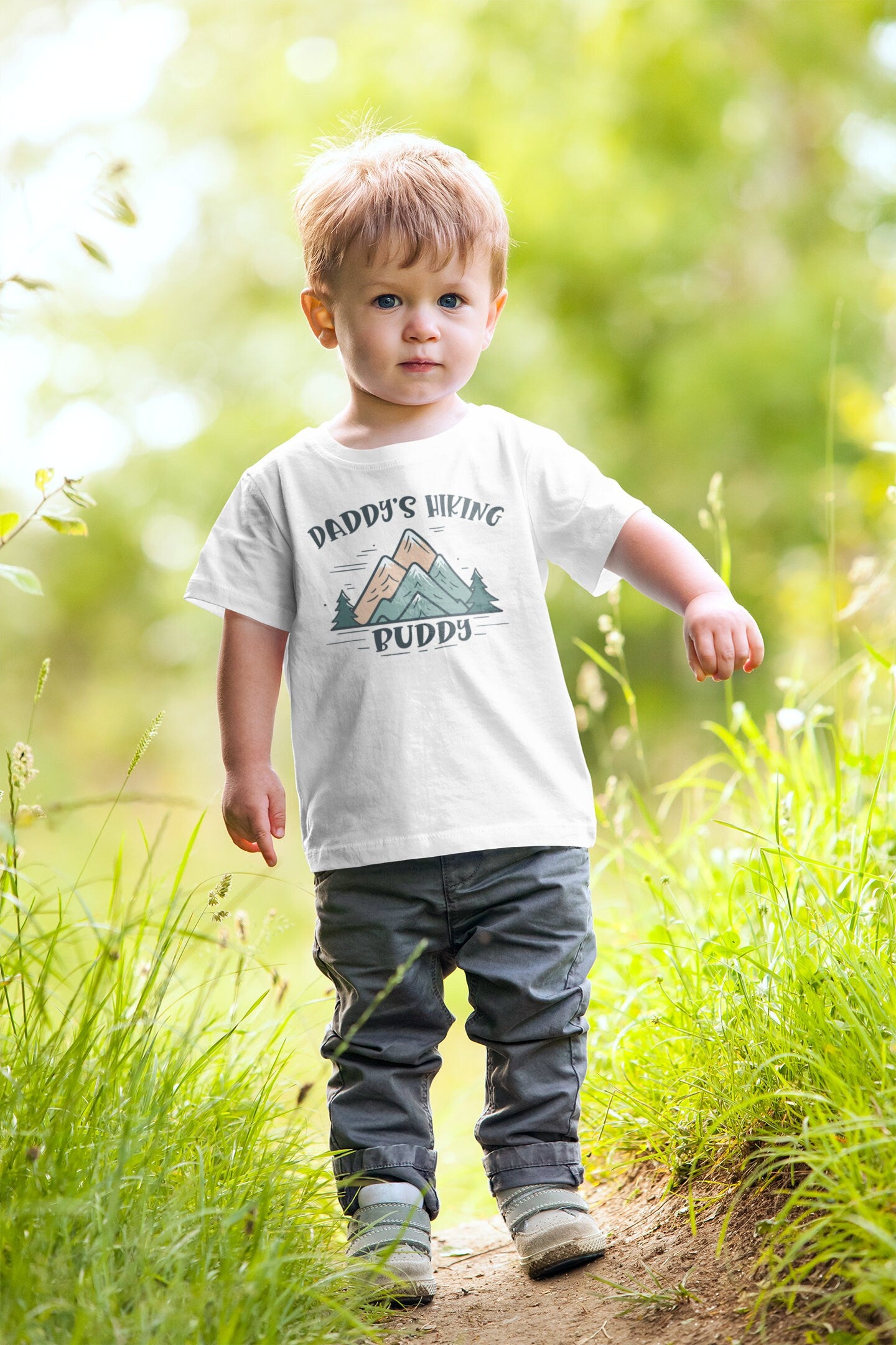 Daddy's hiking buddy toddler shirt, Hiking partner youth shirt , Outdoor adventure toddler tee. Hiking with daddy kids shirt.