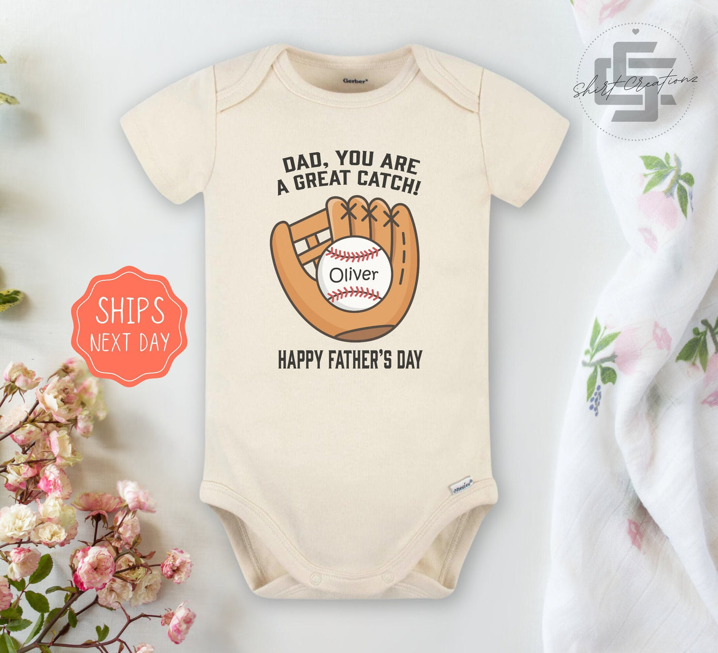 Father's day Onesie® baseball fathers day Onesie®, fathers day personalized name newborn body suit. newborn baby gift.