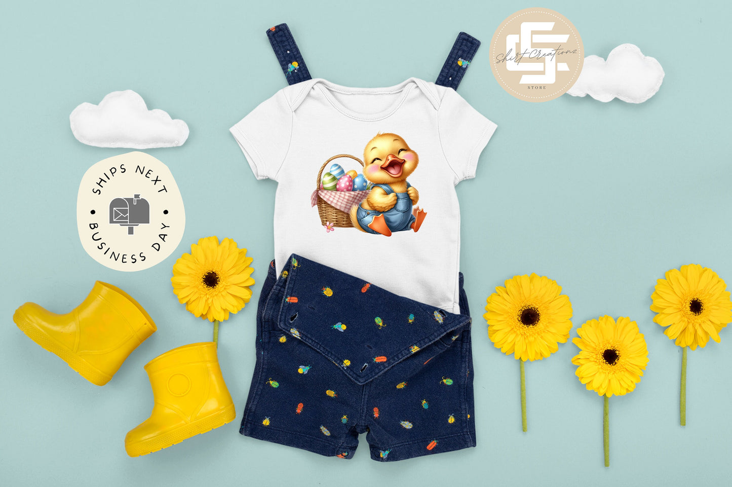 Easter duck Baby Onesie®, duck baby Onesie®, Duckling baby body suit. animal cute baby gift.