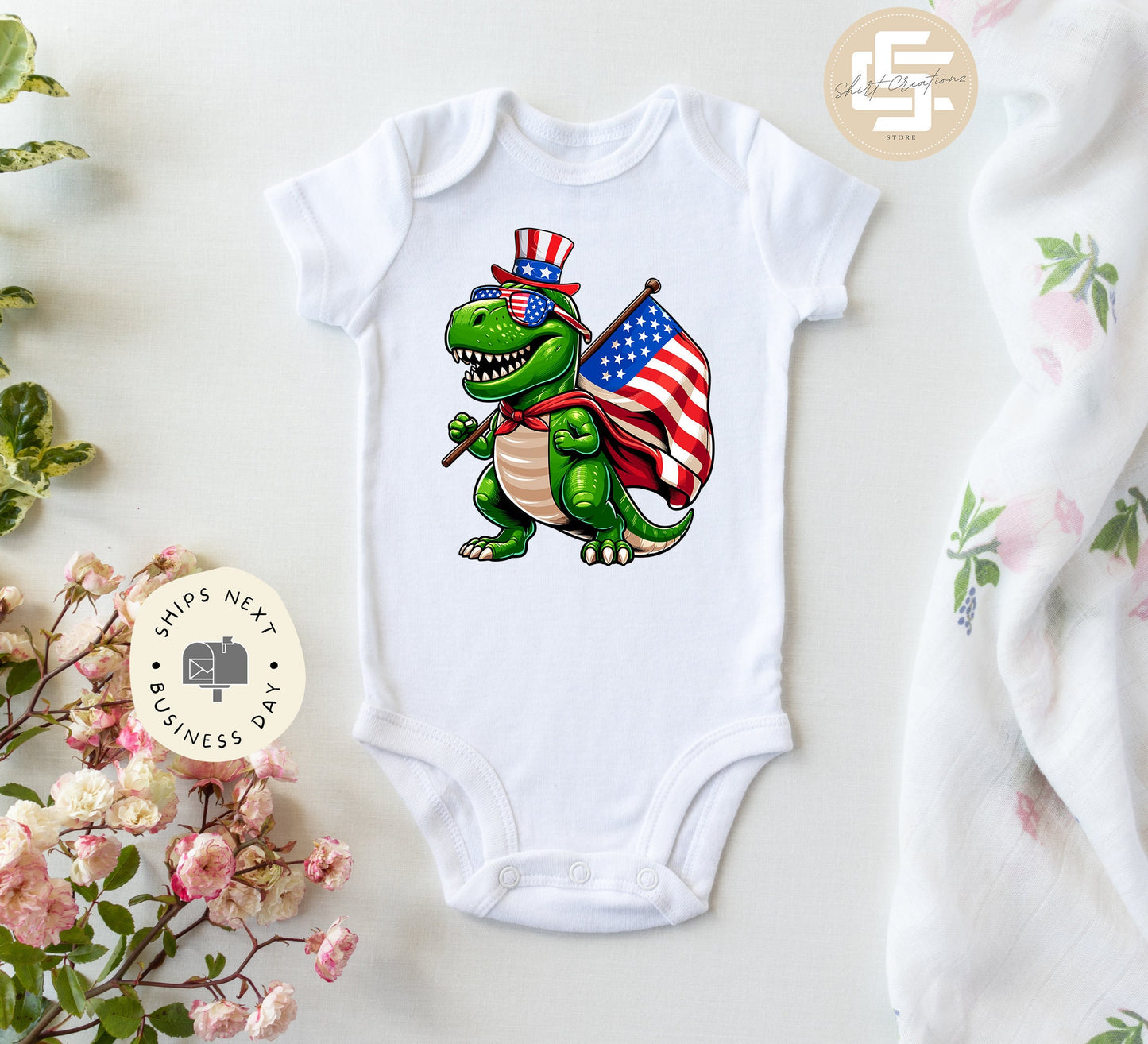 American Dino Baby Onesie® baby Onesie®, Little Dinosaur newborn body suit. baby cute newborn baby gift.