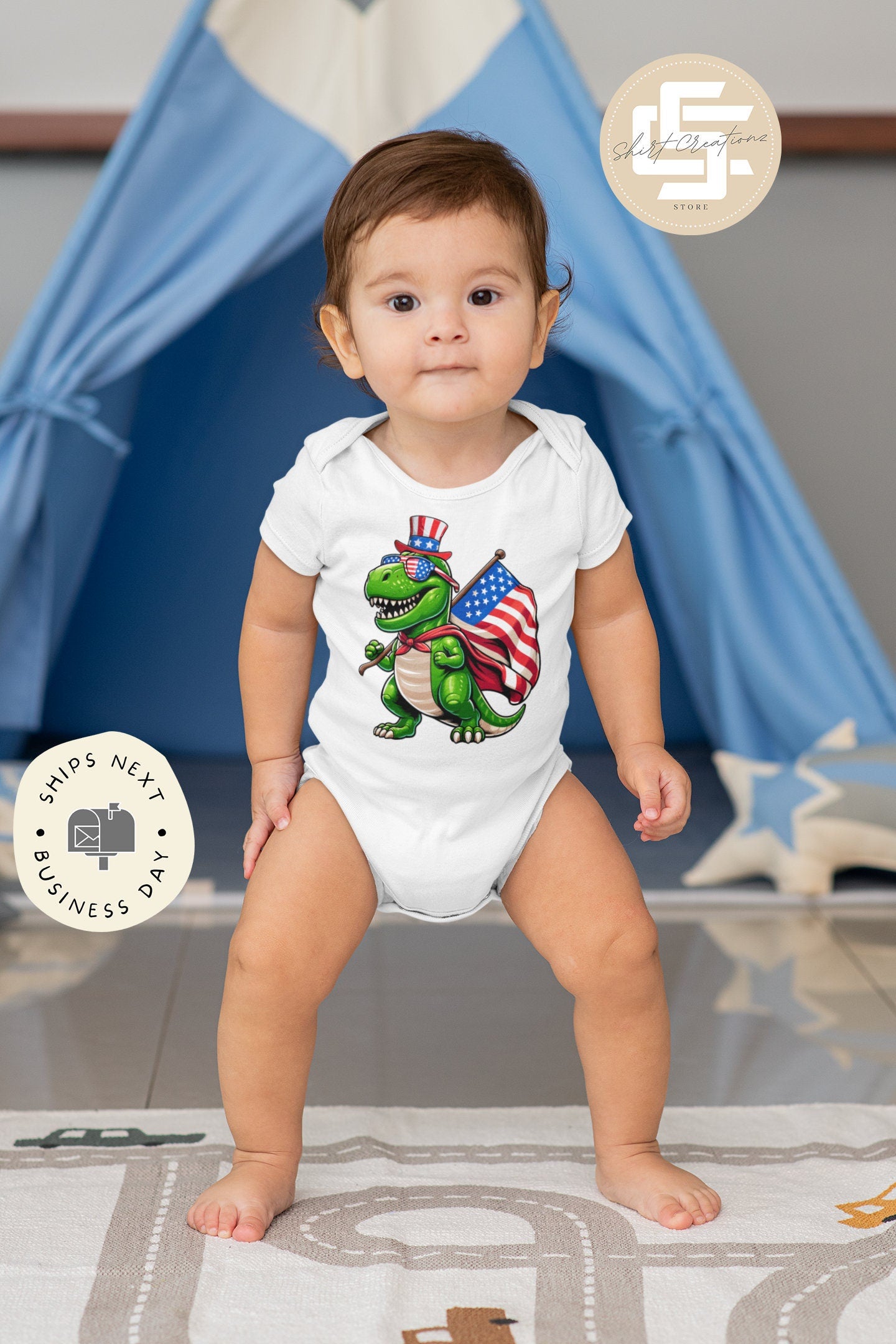 American Dino Baby Onesie® baby Onesie®, Little Dinosaur newborn body suit. baby cute newborn baby gift.