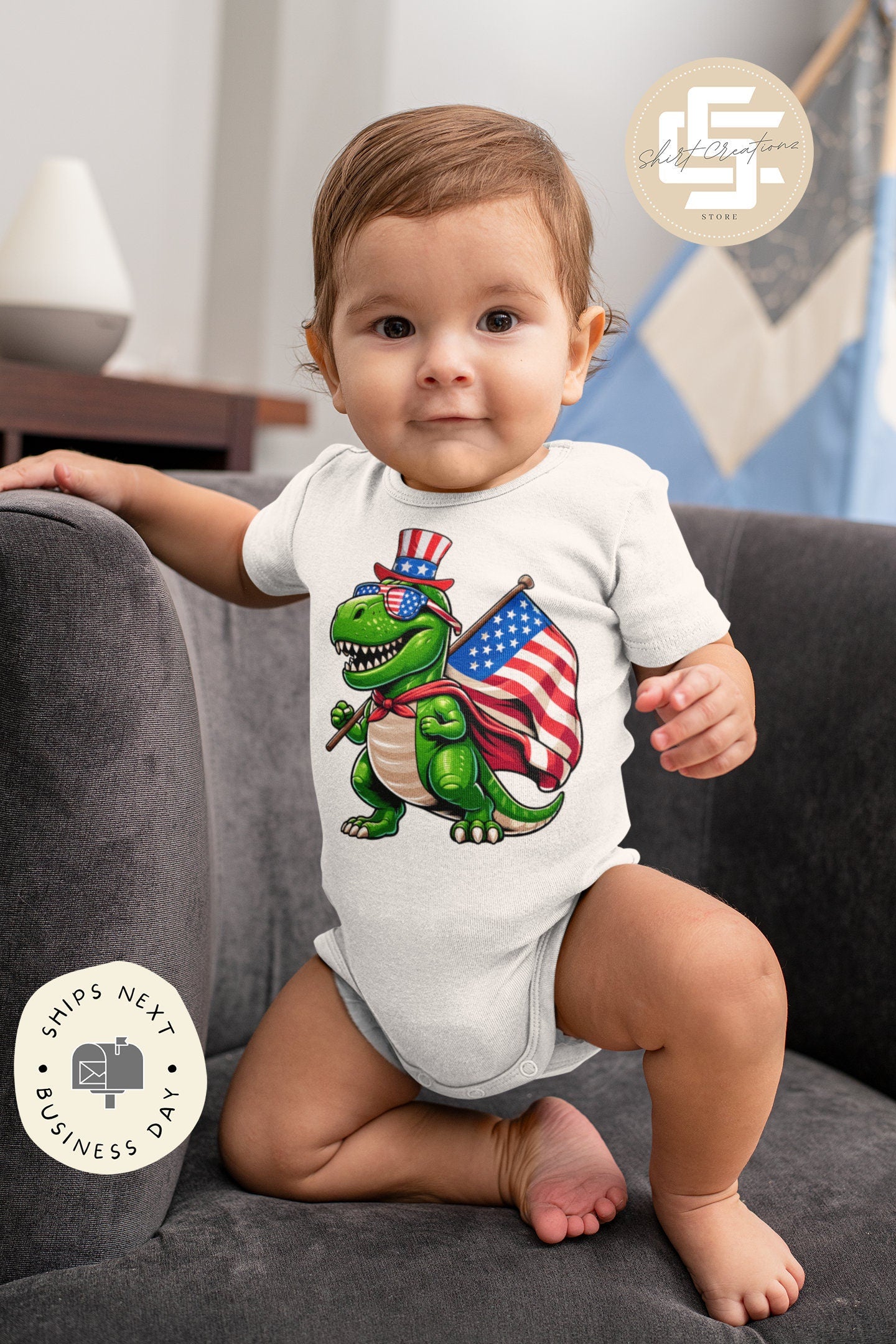 American Dino Baby Onesie® baby Onesie®, Little Dinosaur newborn body suit. baby cute newborn baby gift.