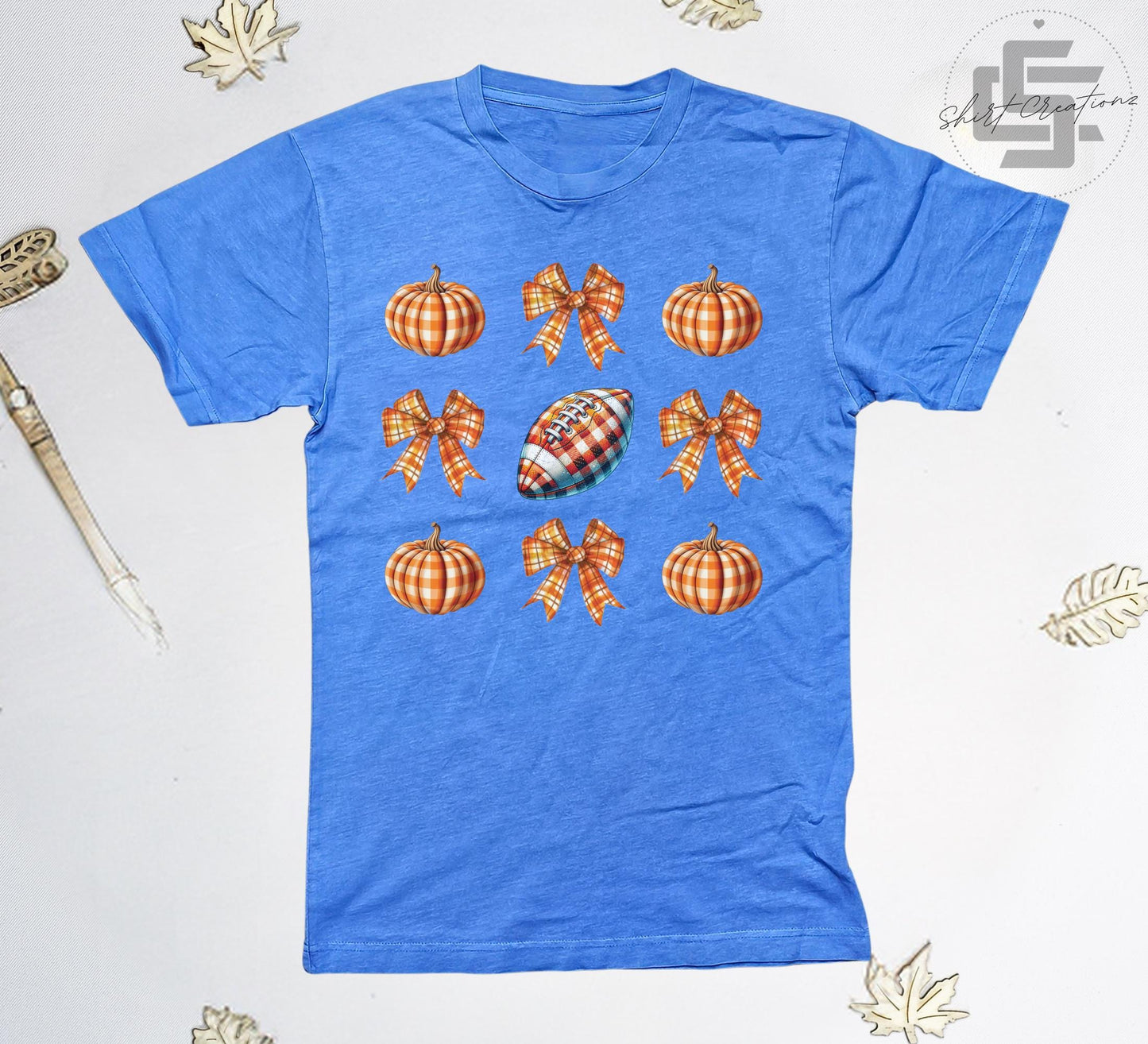 Football fall T-Shirt, Bowtie and pumpkin tee shirt, Fall game day shirt, Vintage wash shirt.