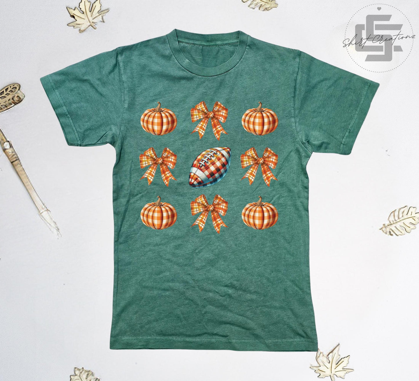 Football fall T-Shirt, Bowtie and pumpkin tee shirt, Fall game day shirt, Vintage wash shirt.