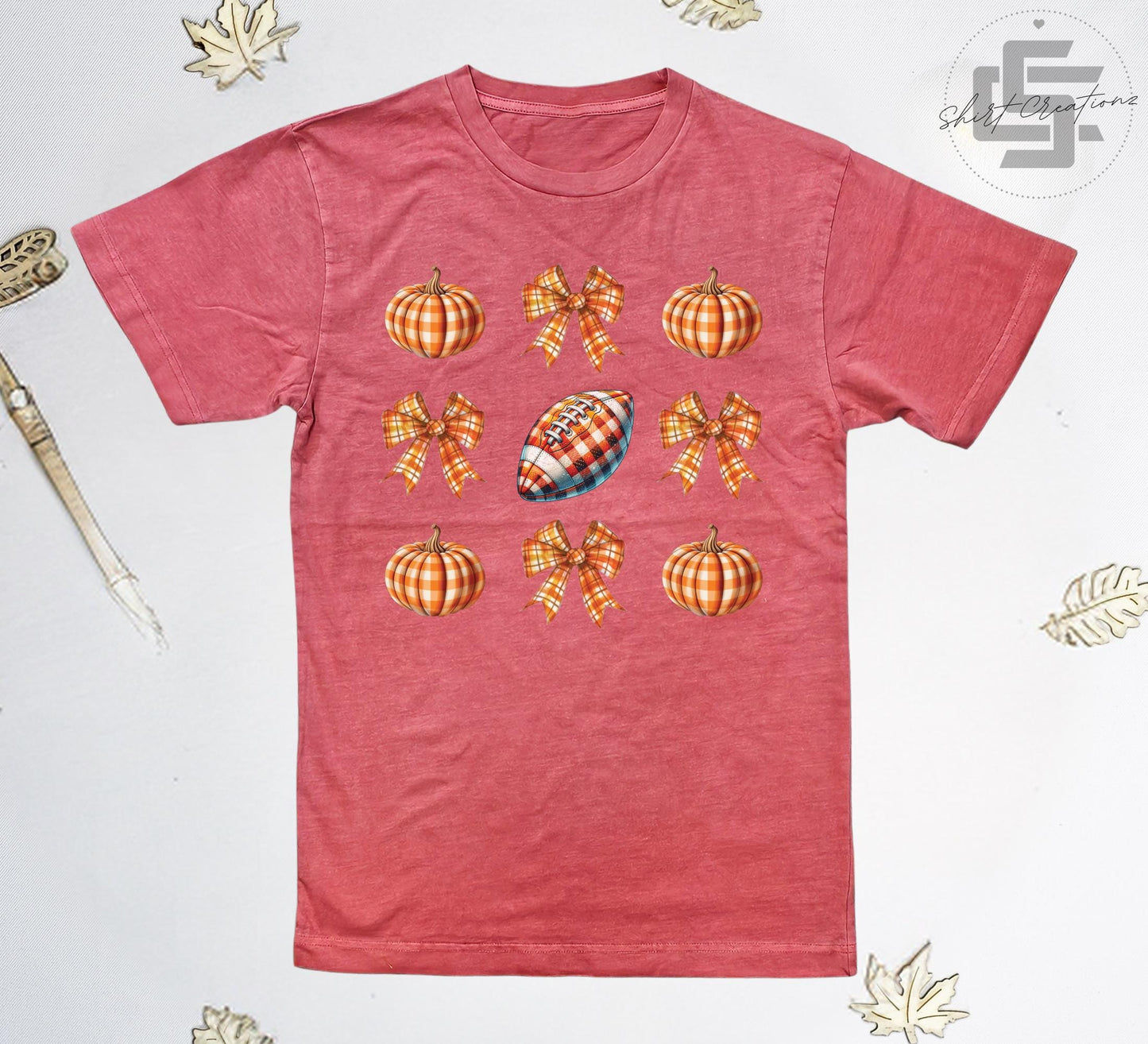 Football fall T-Shirt, Bowtie and pumpkin tee shirt, Fall game day shirt, Vintage wash shirt.