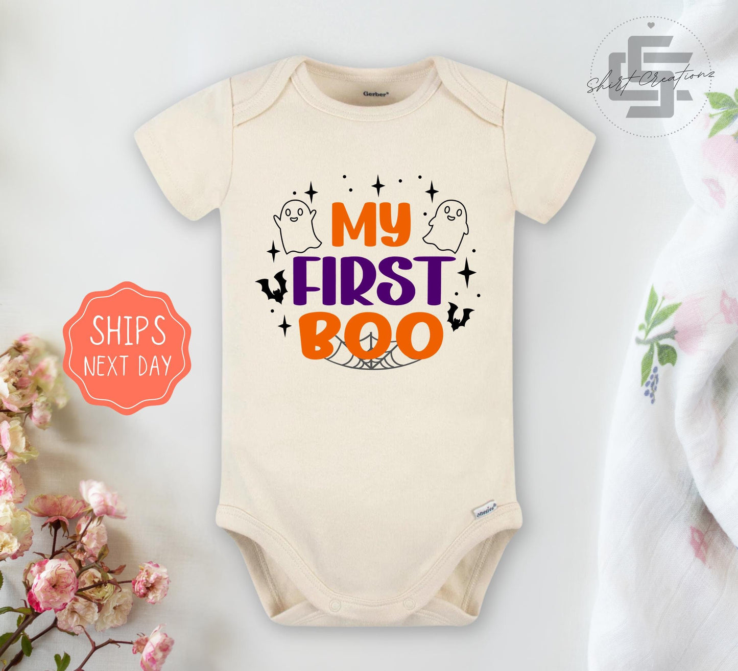 Halloween baby Onesies®, Babies first Halloween Onesies®, First boo baby bodysuit.