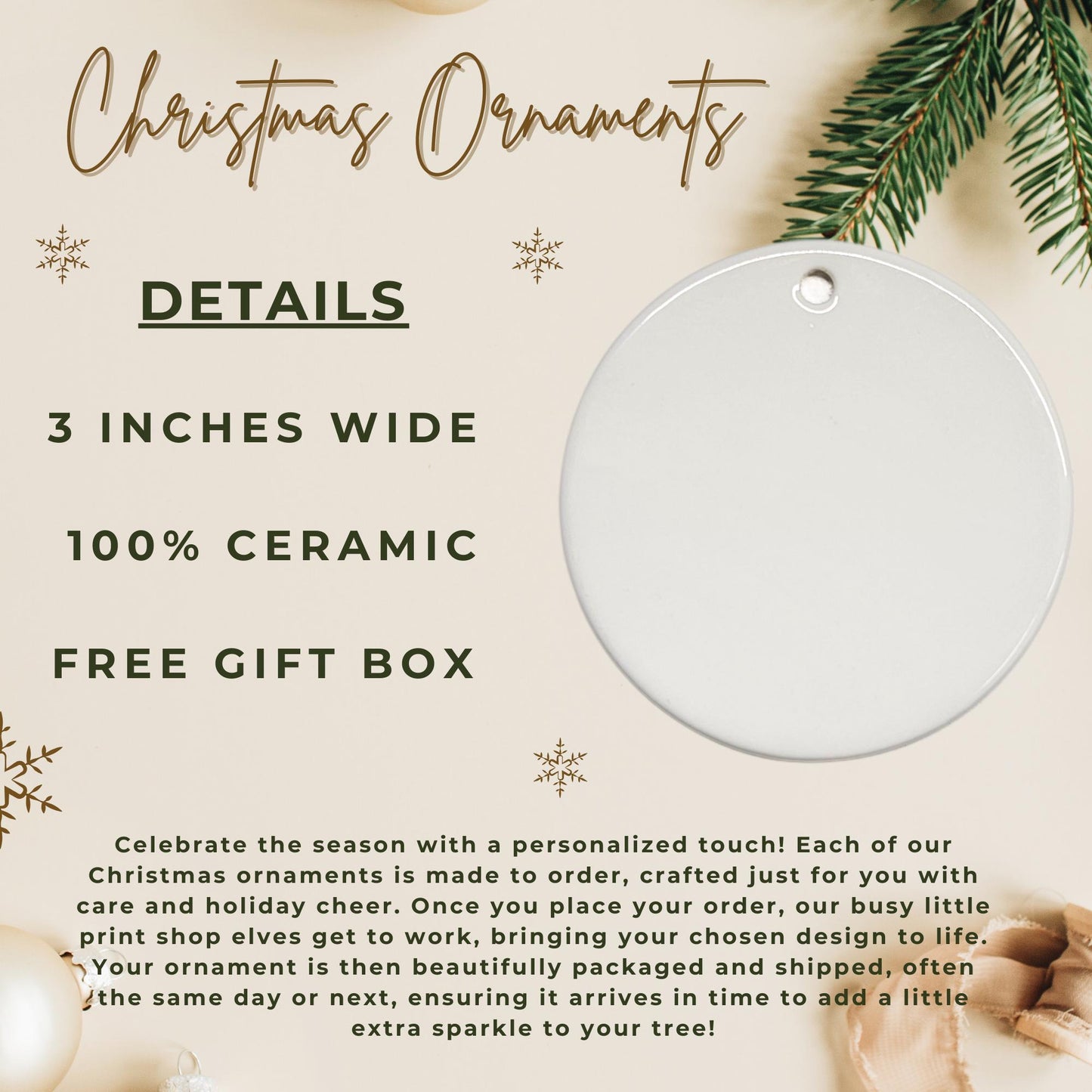 Christmas ornament personalized baby name family of three Christmas ornament, Christmas 2024 ceramic ornament.