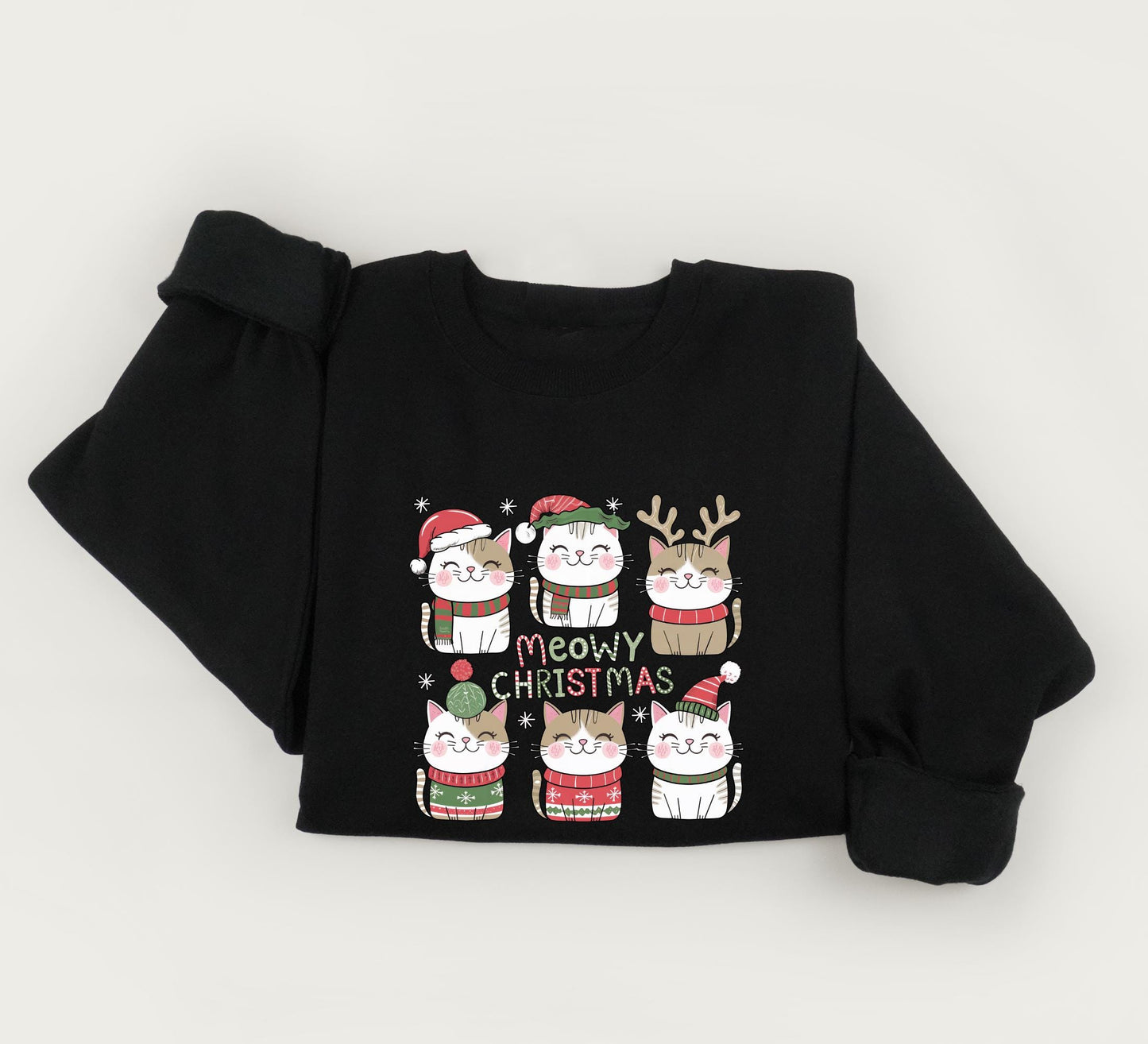 Cat Christmas sweatshirt, Funny cat holiday sweater, Cat lover crewneck sweatshirt, Gift for cat owner.