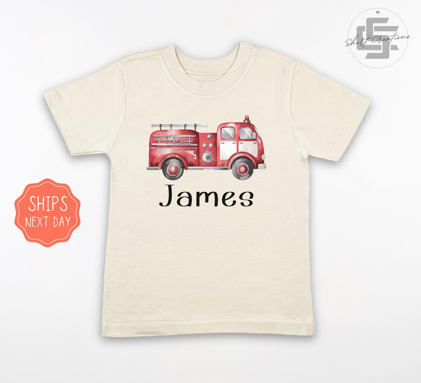 Personalized Firetruck Onesie®, Firefighter Kids Name Shirt, Toddler Birthday Gift Shirt, Boys Baby Shirt, Custom Baby Onesie®