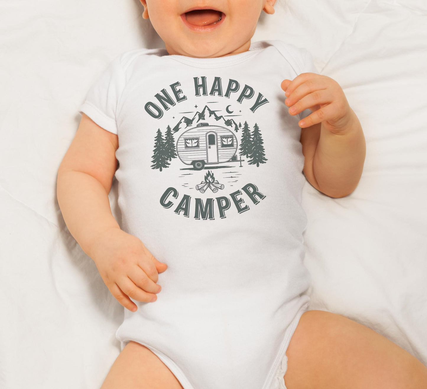 One happy camper Onesie®, camping baby bodysuit, camp toddler Tee. newborn camping baby boy.