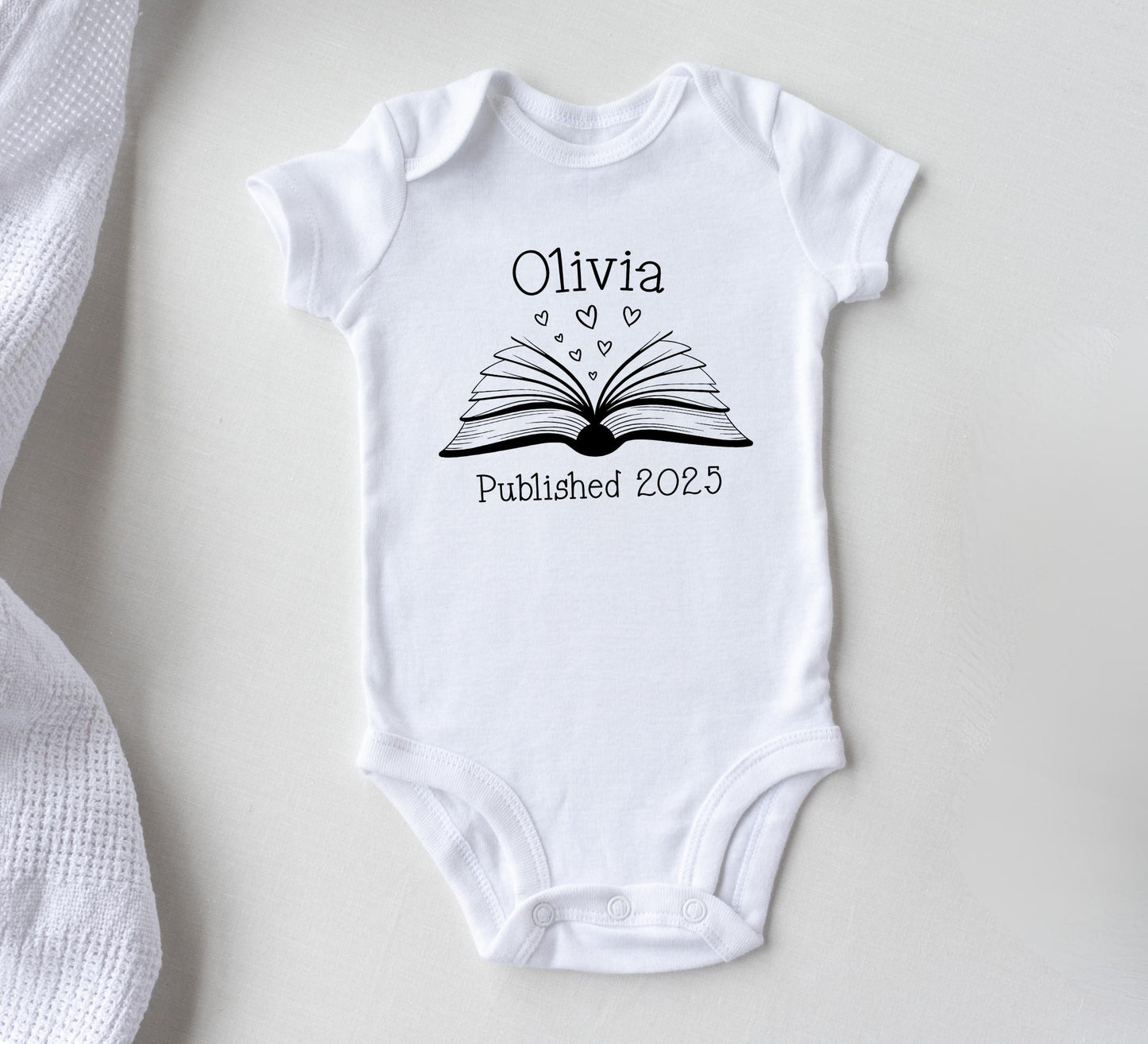 Book name baby Onesie®, Personalized name baby bodysuit, Book lover toddler Tee. Baby name newborn gift.