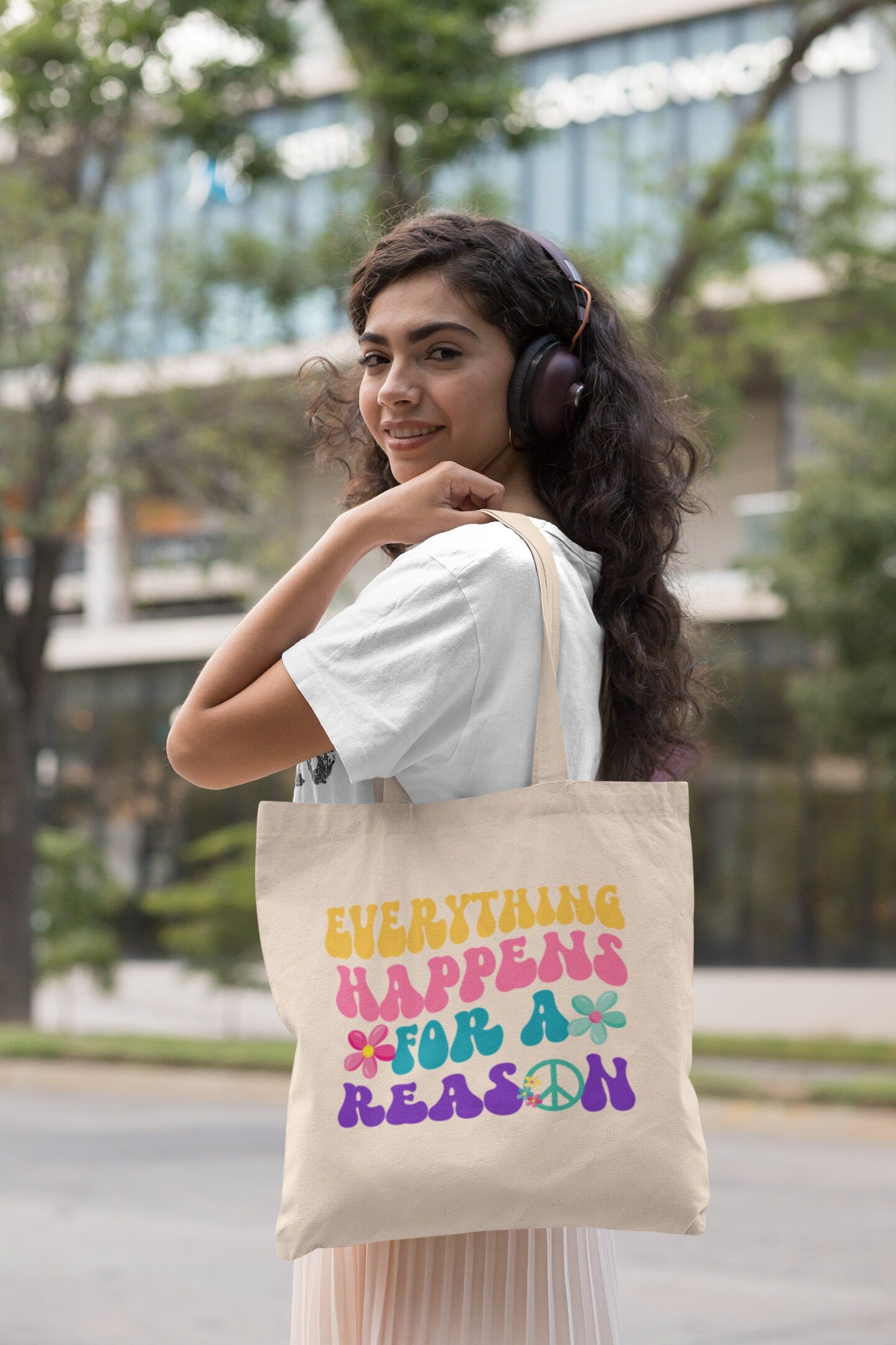 Everything Happens for a reason tote bag, Everything happens for a reason bag, Canvas tote bag, aesthetic bag