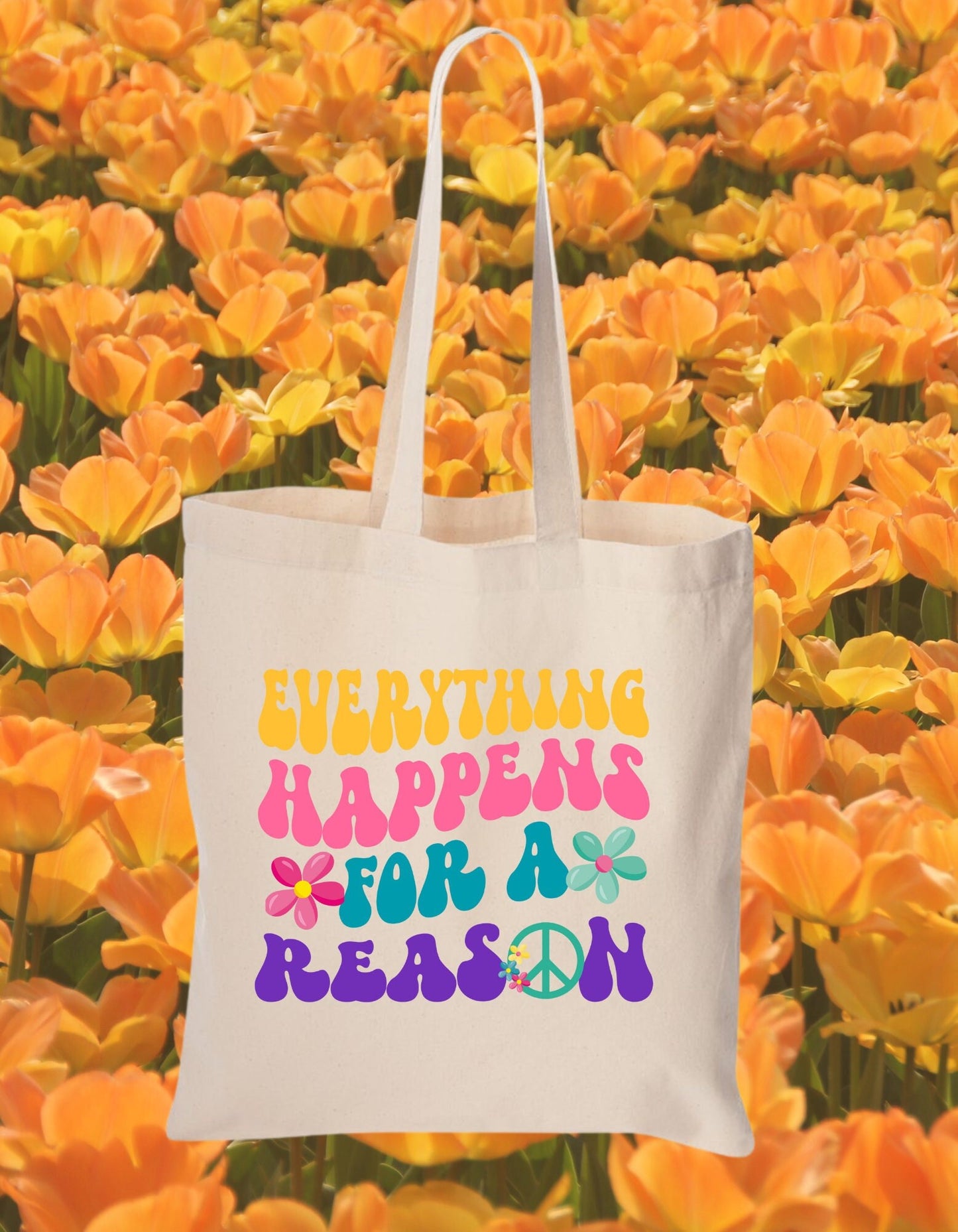 Everything Happens for a reason tote bag, Everything happens for a reason bag, Canvas tote bag, aesthetic bag