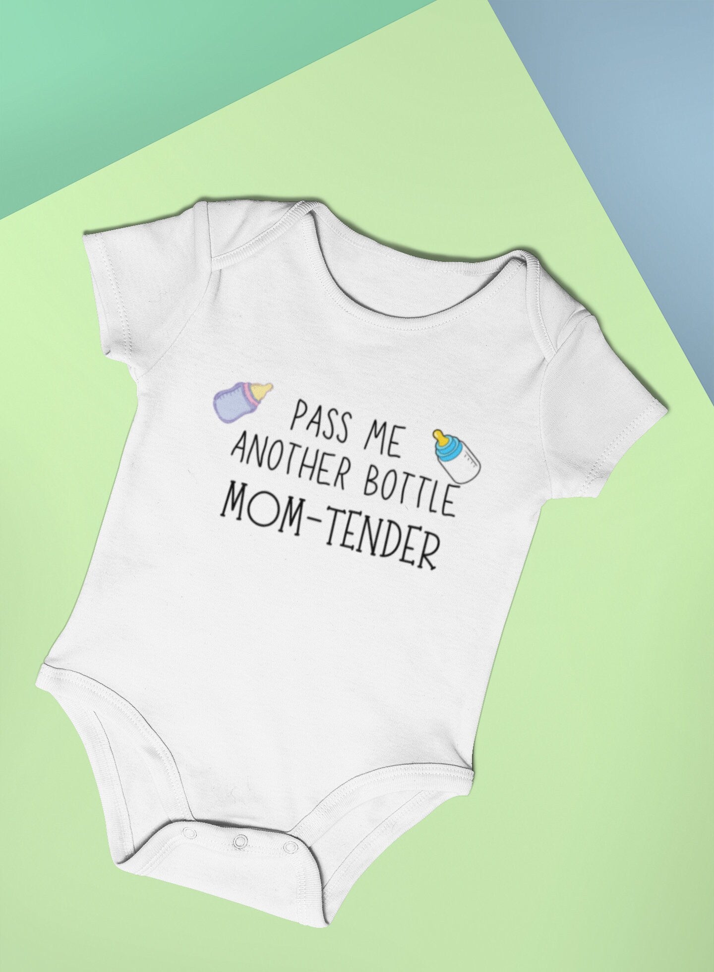 Pass me another bottle mom-tender Onesie®, baby bottle Onesie®, another milk bottle, baby bottle baby bodysuit.
