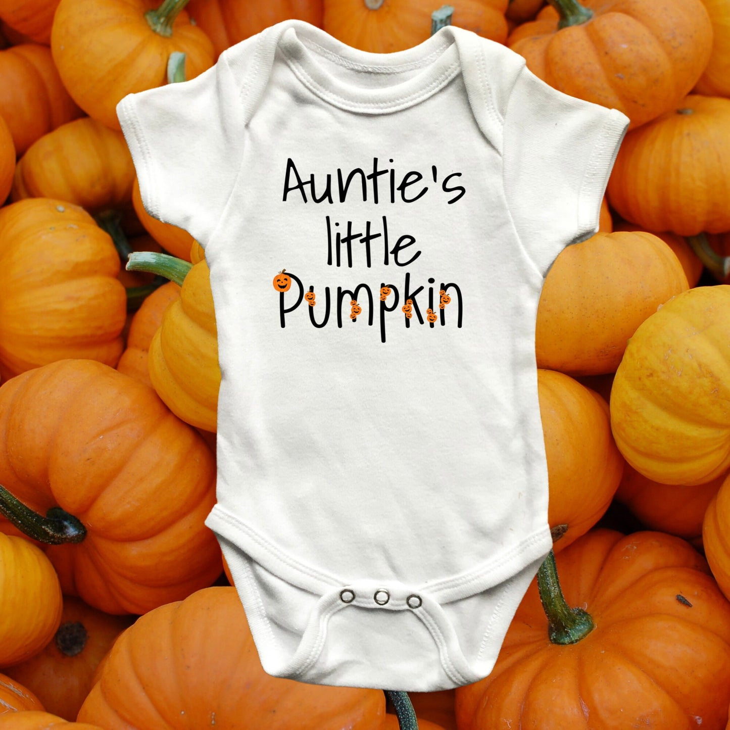 Auntie's little pumpkin Onesie®, pumpkin baby Onesie®, funny baby body suit. cute baby gift.