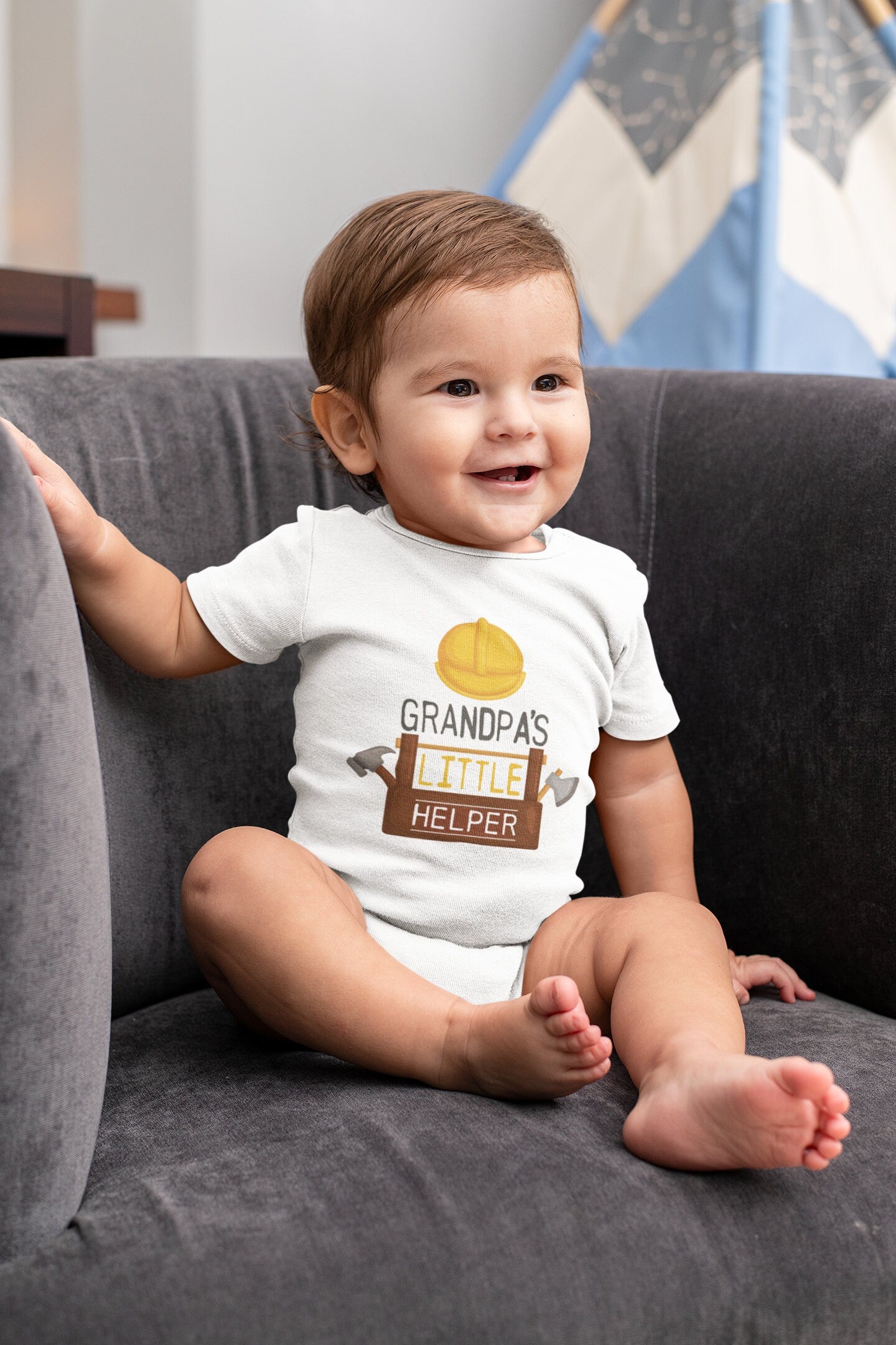 Grandpa's little helper Onesie®, Grandpa's helper cute baby Onesie®, cute onesie gift, Newborn baby body suit.