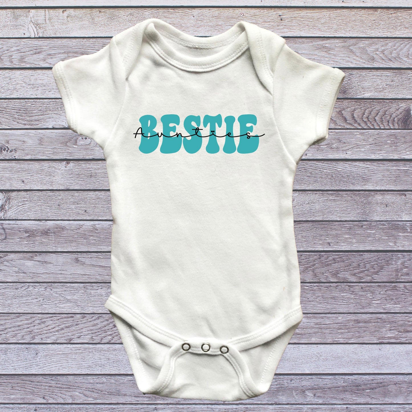 Auntie's Bestie Baby Onesie®, auntie's baby Onesie®, newborn baby body suit. cute baby gift.