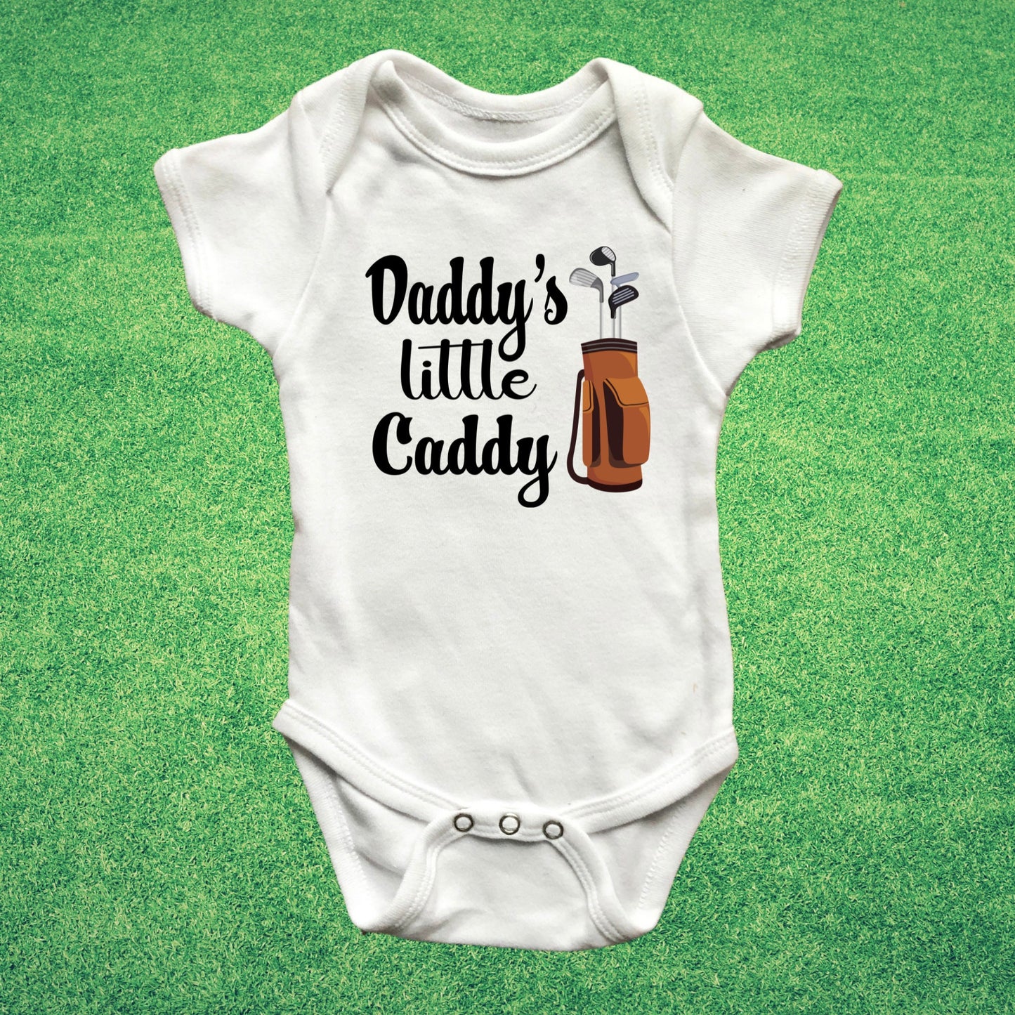 Daddy's Little Caddy Baby Onesie® Daddy's golfing buddy baby Onesie®, golfing baby body suit. newborn baby gift,