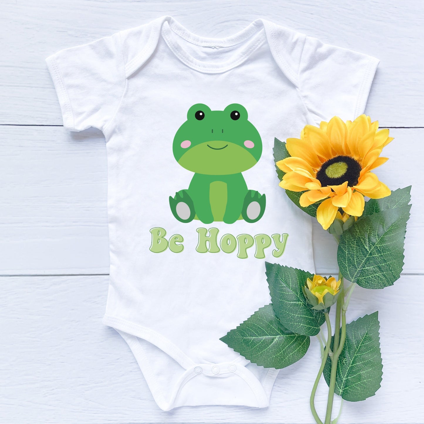 Be hoppy frog Baby Onesie®, frog baby Onesie®, be happy baby body suit. cute baby gift.