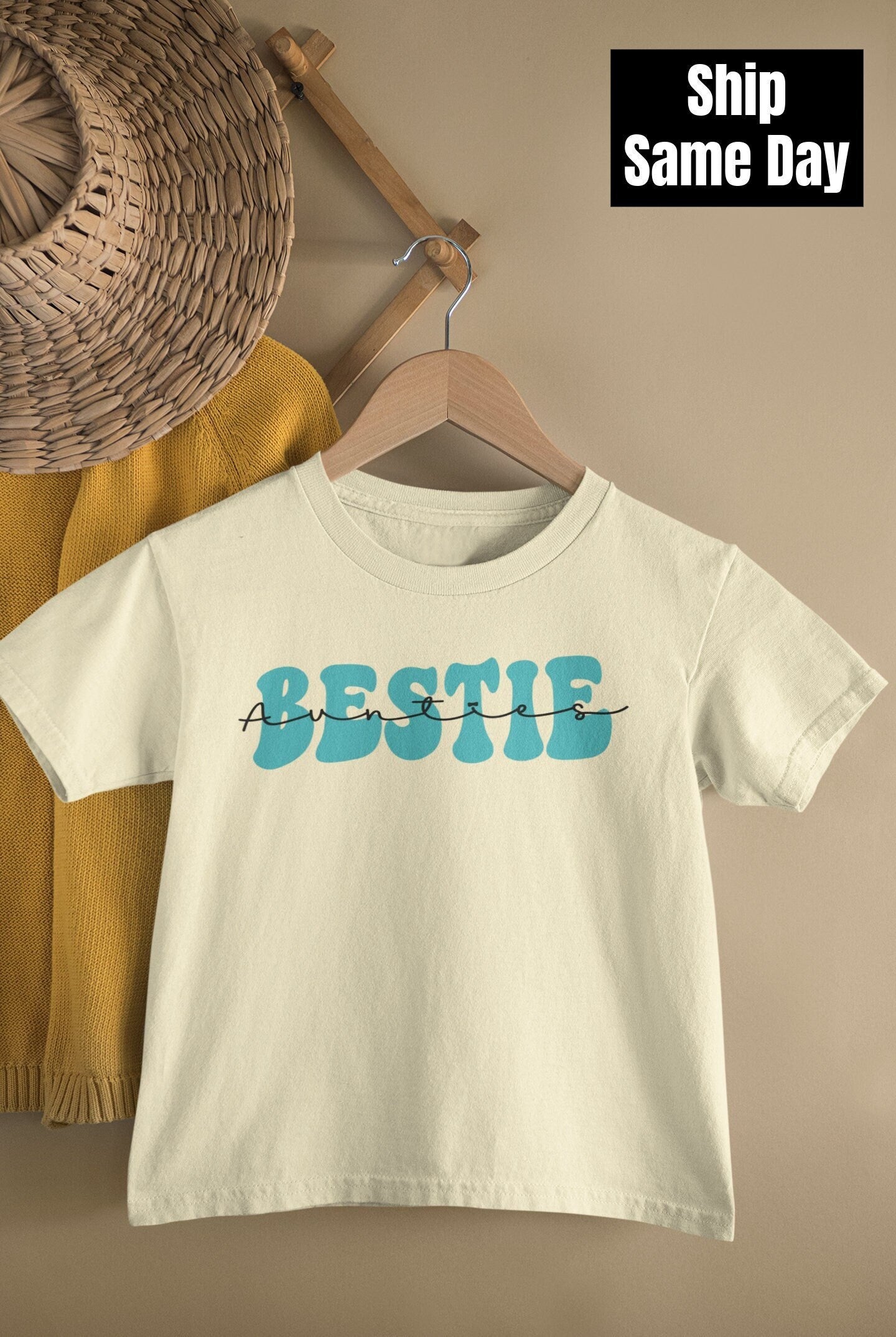 Auntie's Bestie Natural Toddler T-Shirt, funny kids shirt, toddler gift shirt.