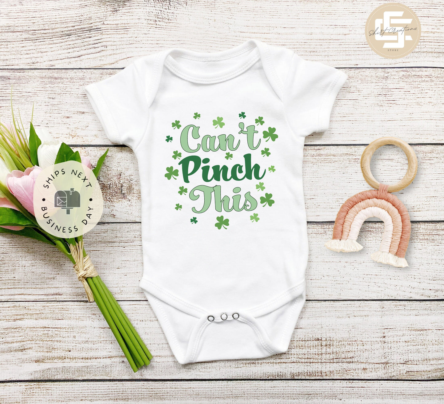 Can't pinch this Baby Onesie®, St. Patrick's baby Onesie®, Lucky baby body suit. cute baby gift.