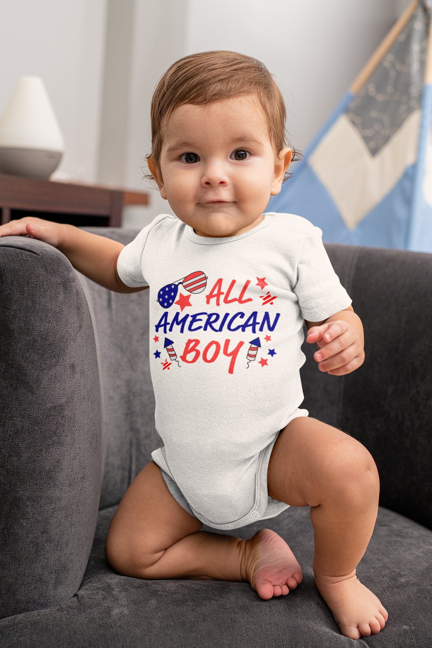All American boy Onesie®, 4th of July baby Onesie®, baby announcement body suit. cute baby gift.