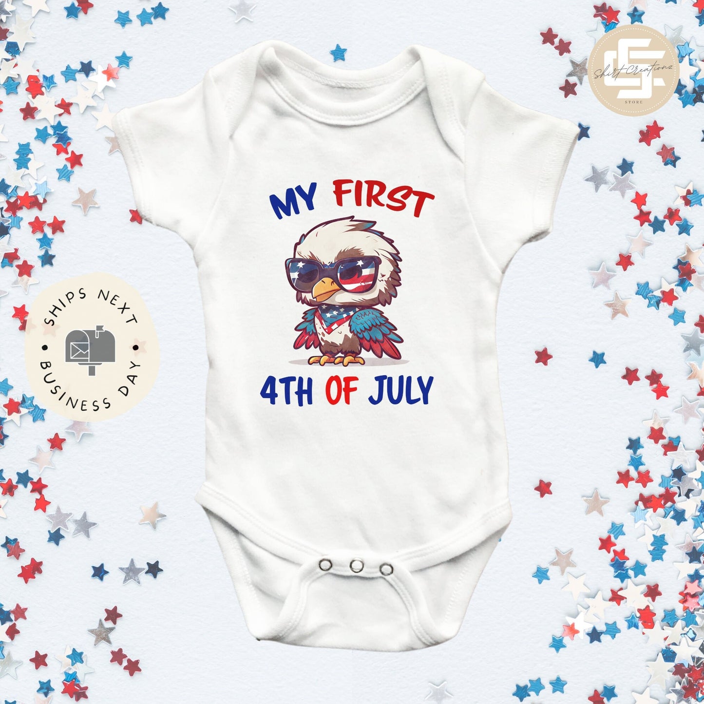 My First 4th of July Onesie®, 4th of July baby Onesie®, baby announcement body suit. cute baby gift.