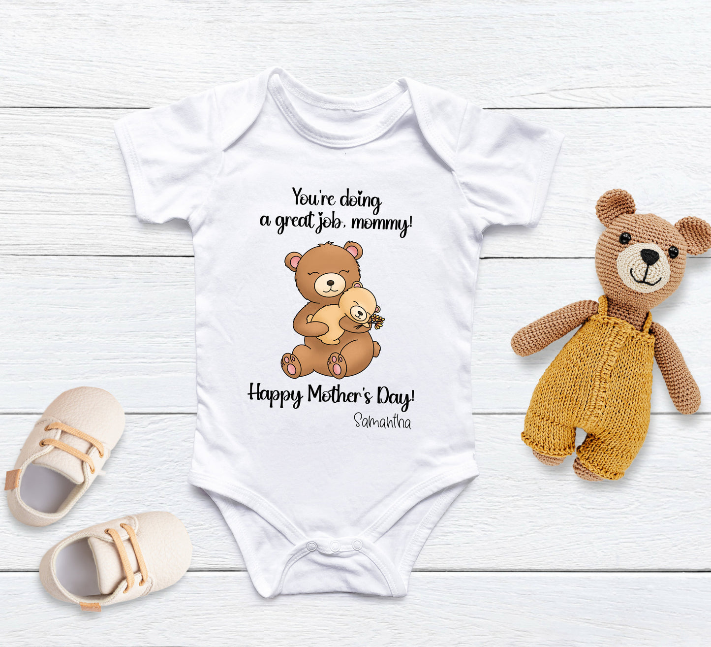 You're doing a great job mommy baby Onesie® Mother's day baby Onesie®, cute personalized date newborn body suit. newborn baby gift.