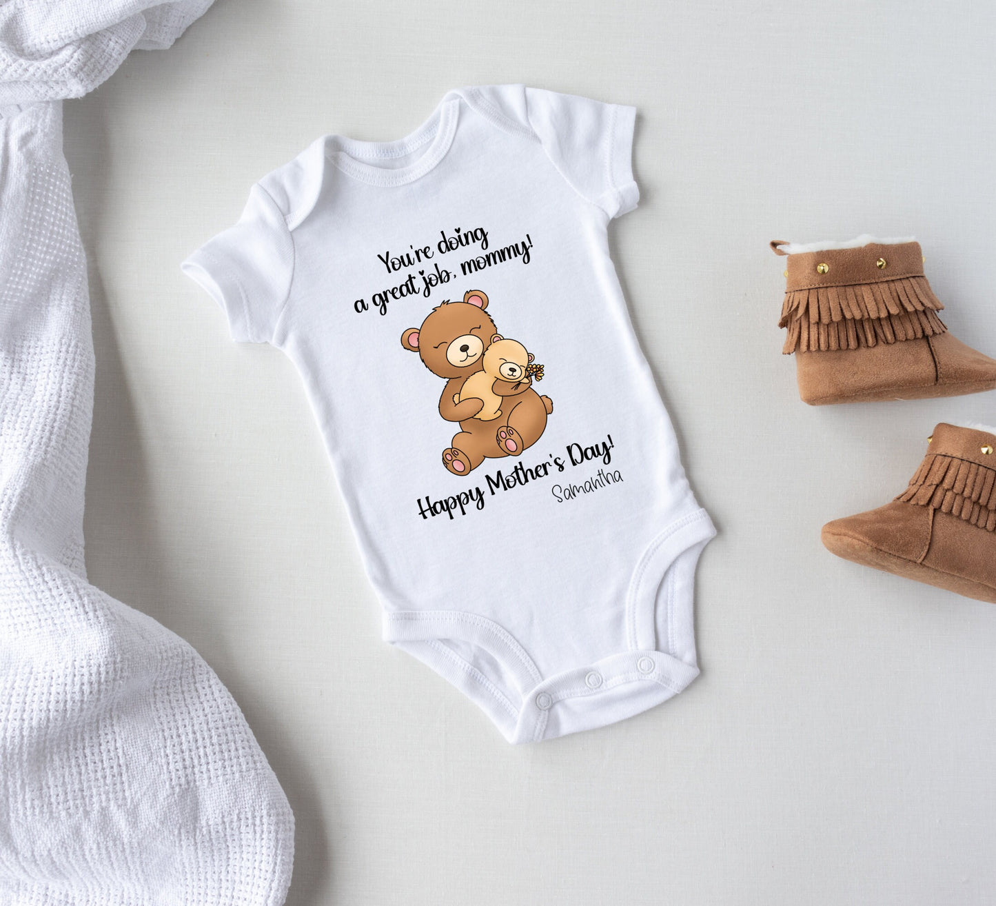 You're doing a great job mommy baby Onesie® Mother's day baby Onesie®, cute personalized date newborn body suit. newborn baby gift.