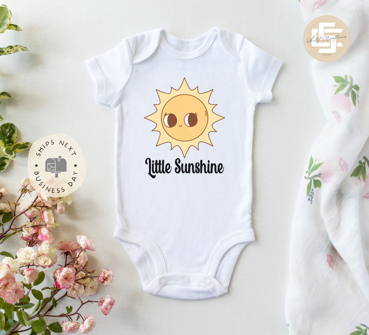 Little sunshine Baby Onesie®, Sunshine baby Onesie®, baby announcement body suit. cute baby gift.