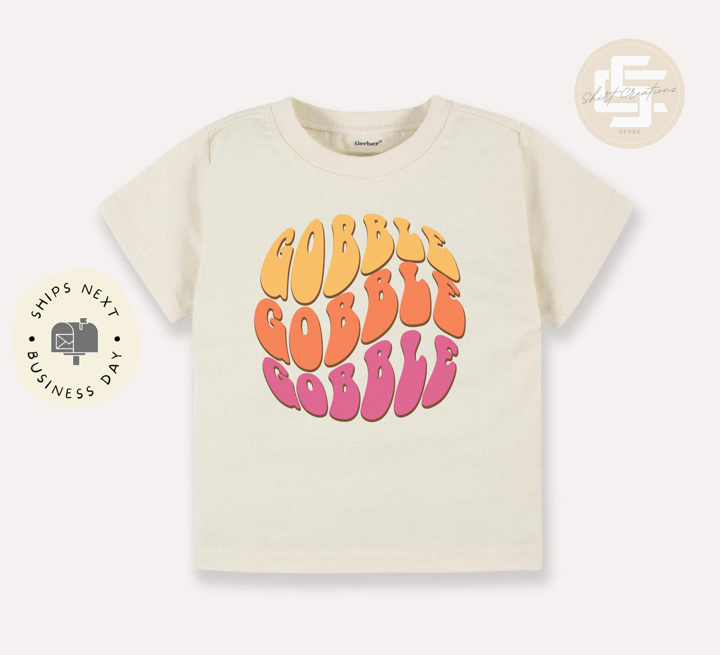 Gobble Gobble Toddler TShirt, Thanksgiving kids shirt, Turkey natural toddler Tee.