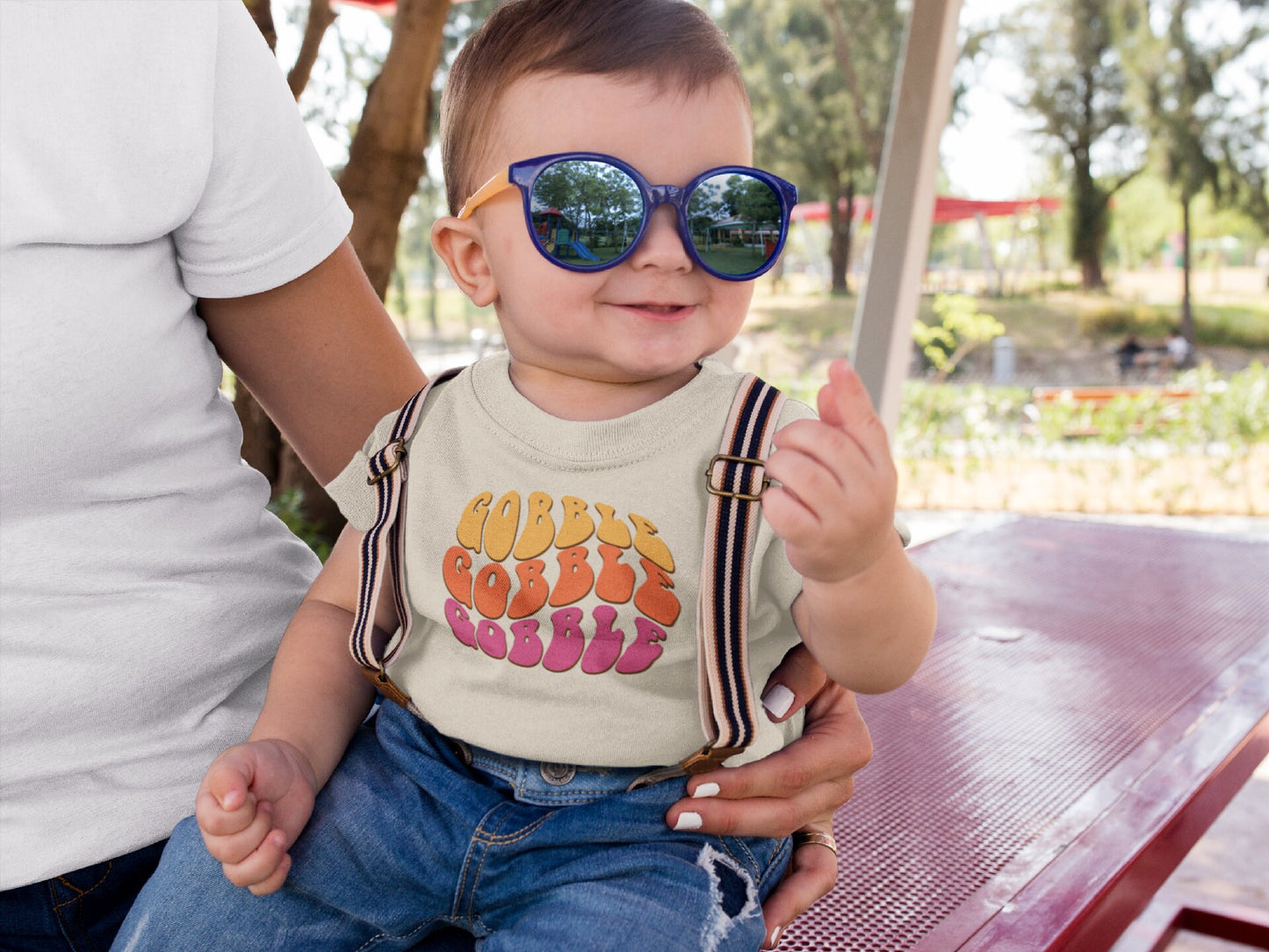 Gobble Gobble Toddler TShirt, Thanksgiving kids shirt, Turkey natural toddler Tee.