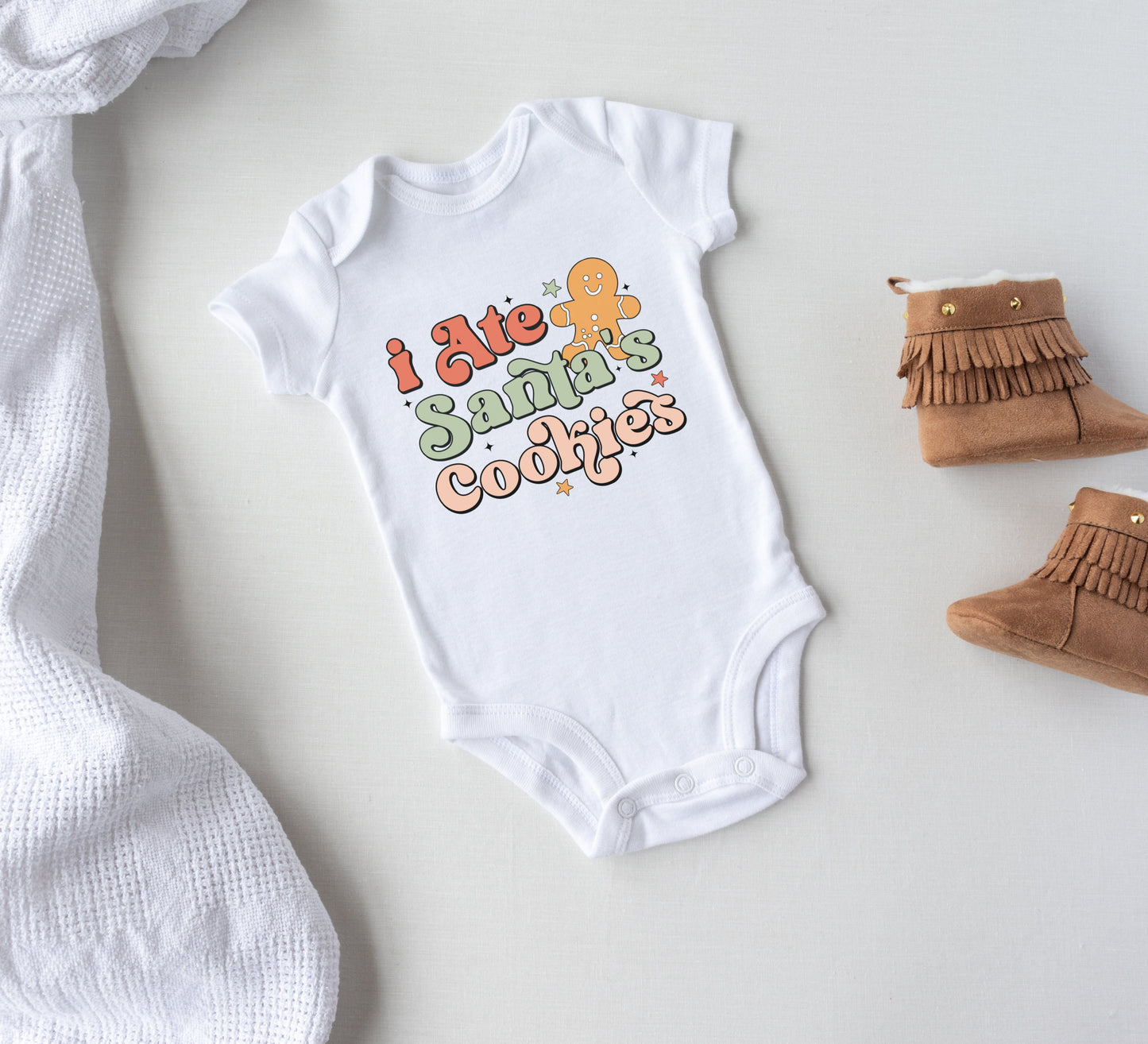 I ate Santa's cookies Baby Onesie®, Christmas baby Onesie®, baby announcement body suit. Christmas baby gift.