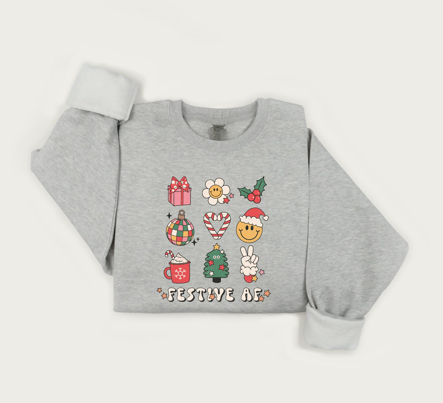 Festive af sweatshirt, Cute Christmas sweater, Thanksgiving crewneck sweatshirt, Xmas gift sweater.