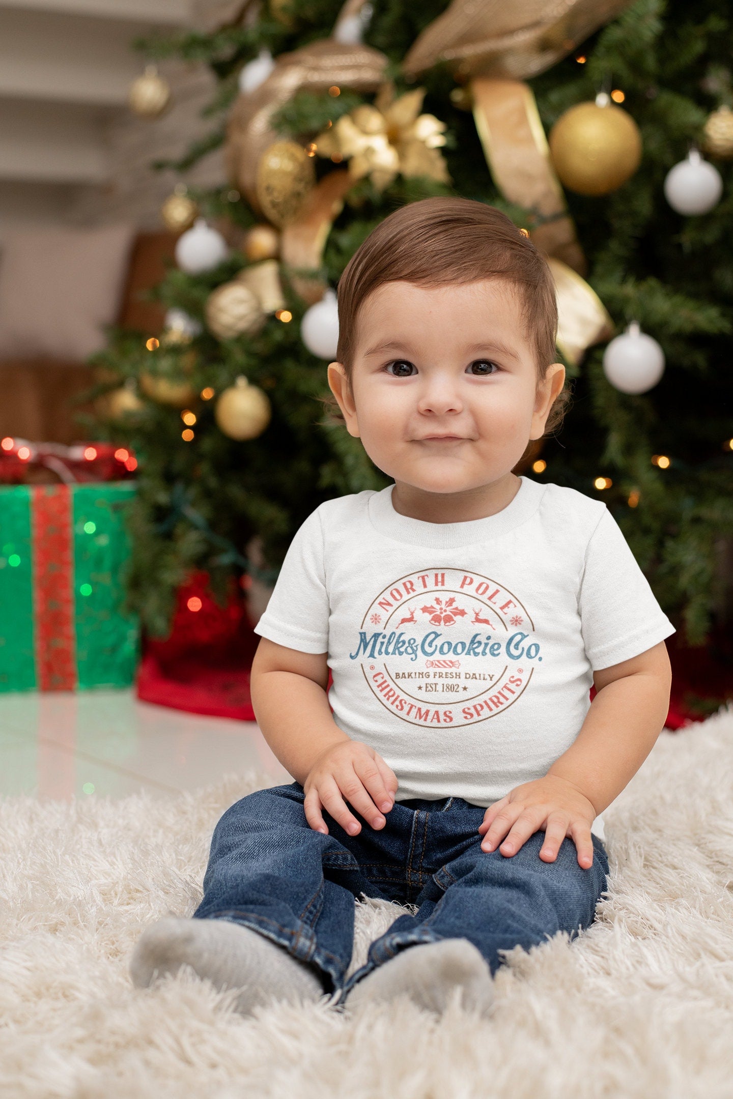 Milk and cookies co Toddler TShirt, Christmas kids shirt, north pole natural toddler Tee.