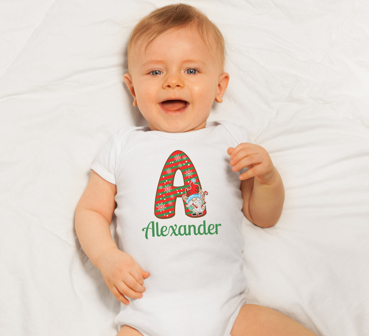Personalized Christmas Baby Onesie®, Monogram Christmas baby Onesie®, baby announcement body suit. Christmas baby gift.
