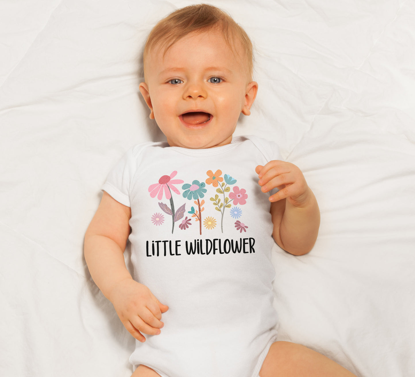 Little wildflower Baby Onesie®, boho flower baby Onesie®, wild flower body suit. cute baby gift.